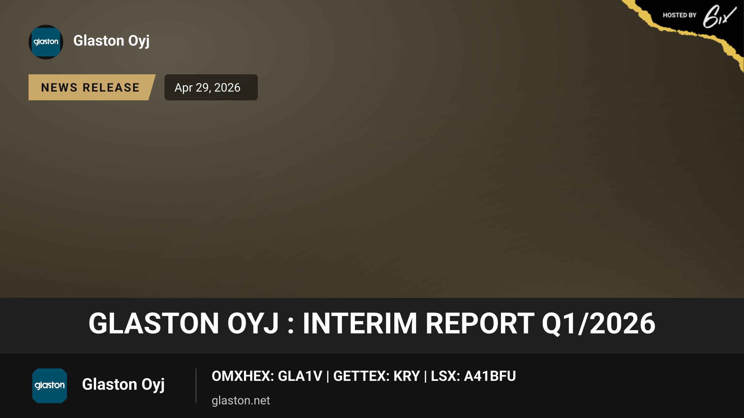 Glaston Oyj : Interim Report Q1/2026