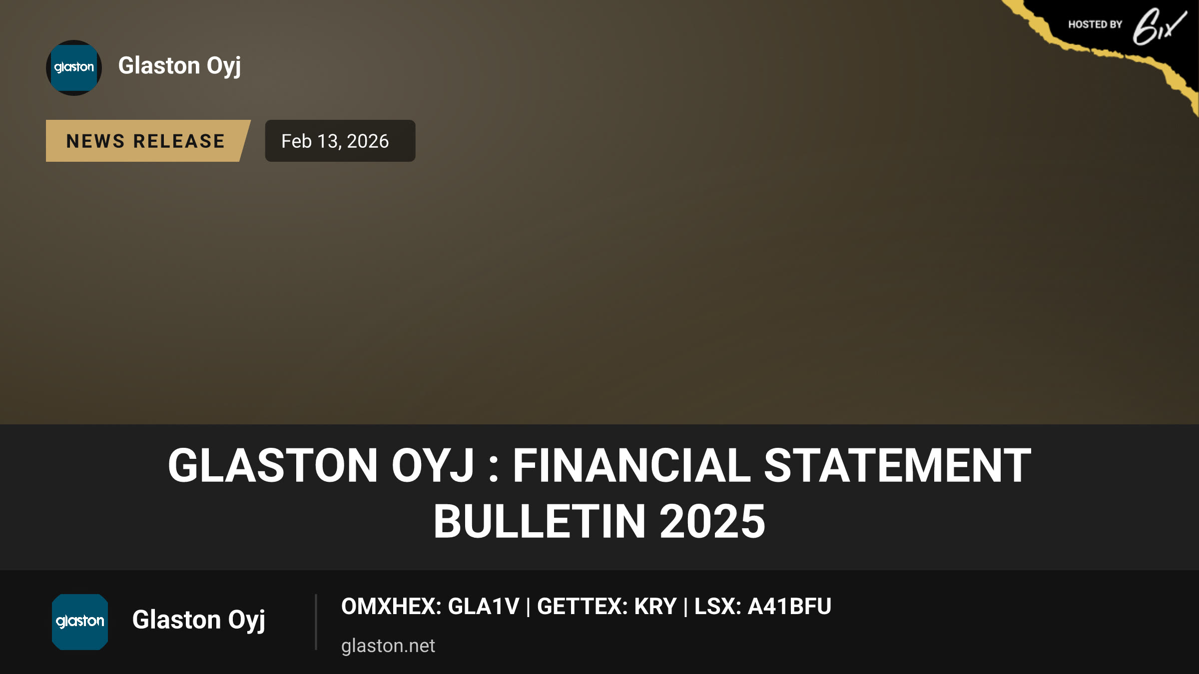 Glaston Oyj : Financial Statement Bulletin 2025