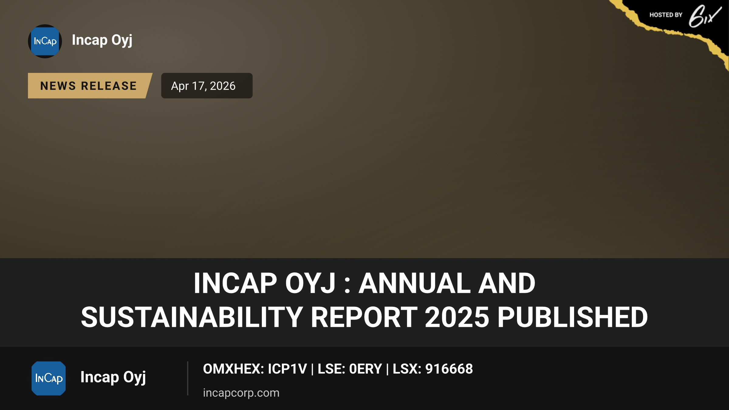 Incap Oyj : Annual and Sustainability Report 2025 published