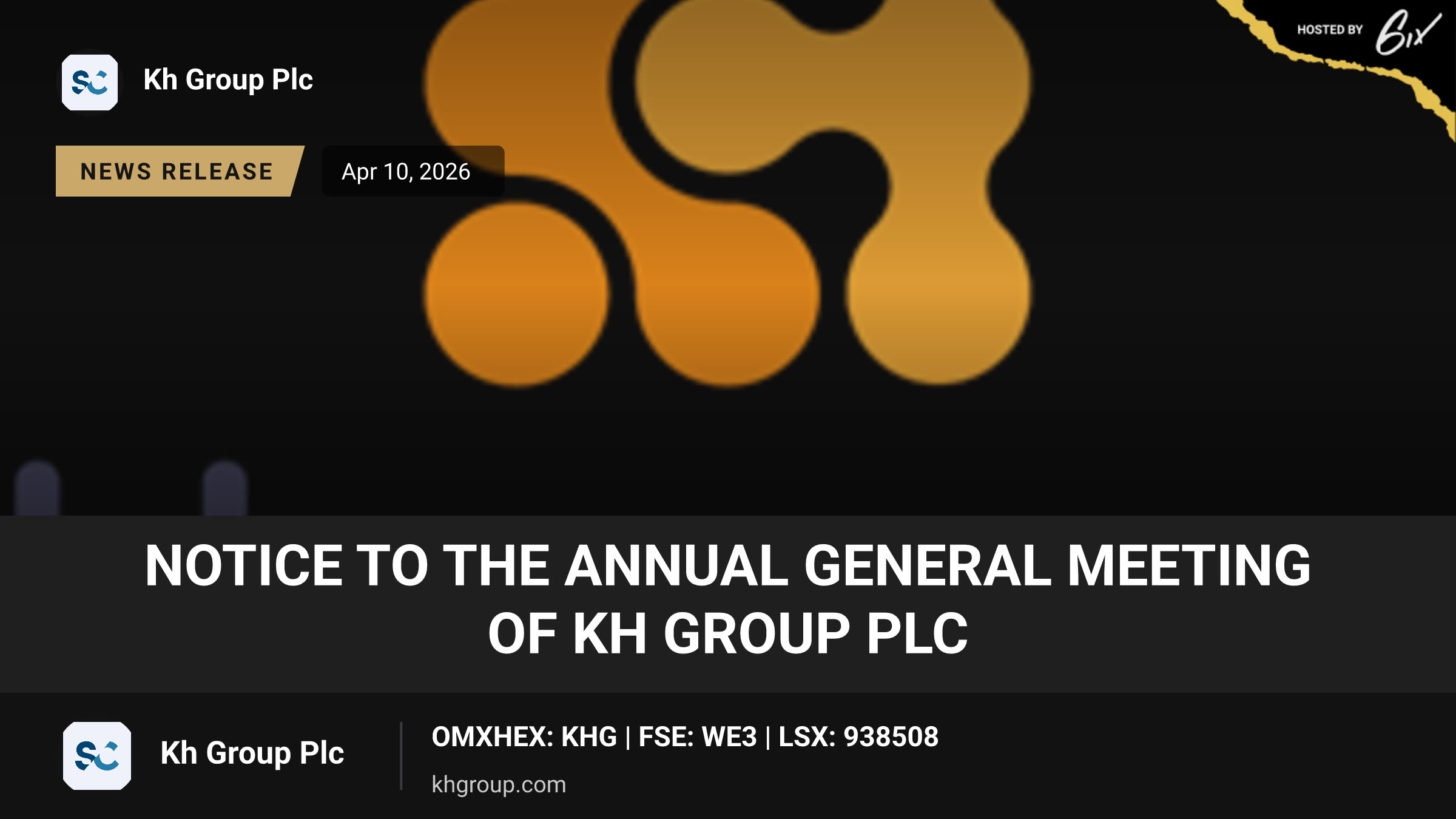 Notice to the Annual General Meeting of KH Group Plc