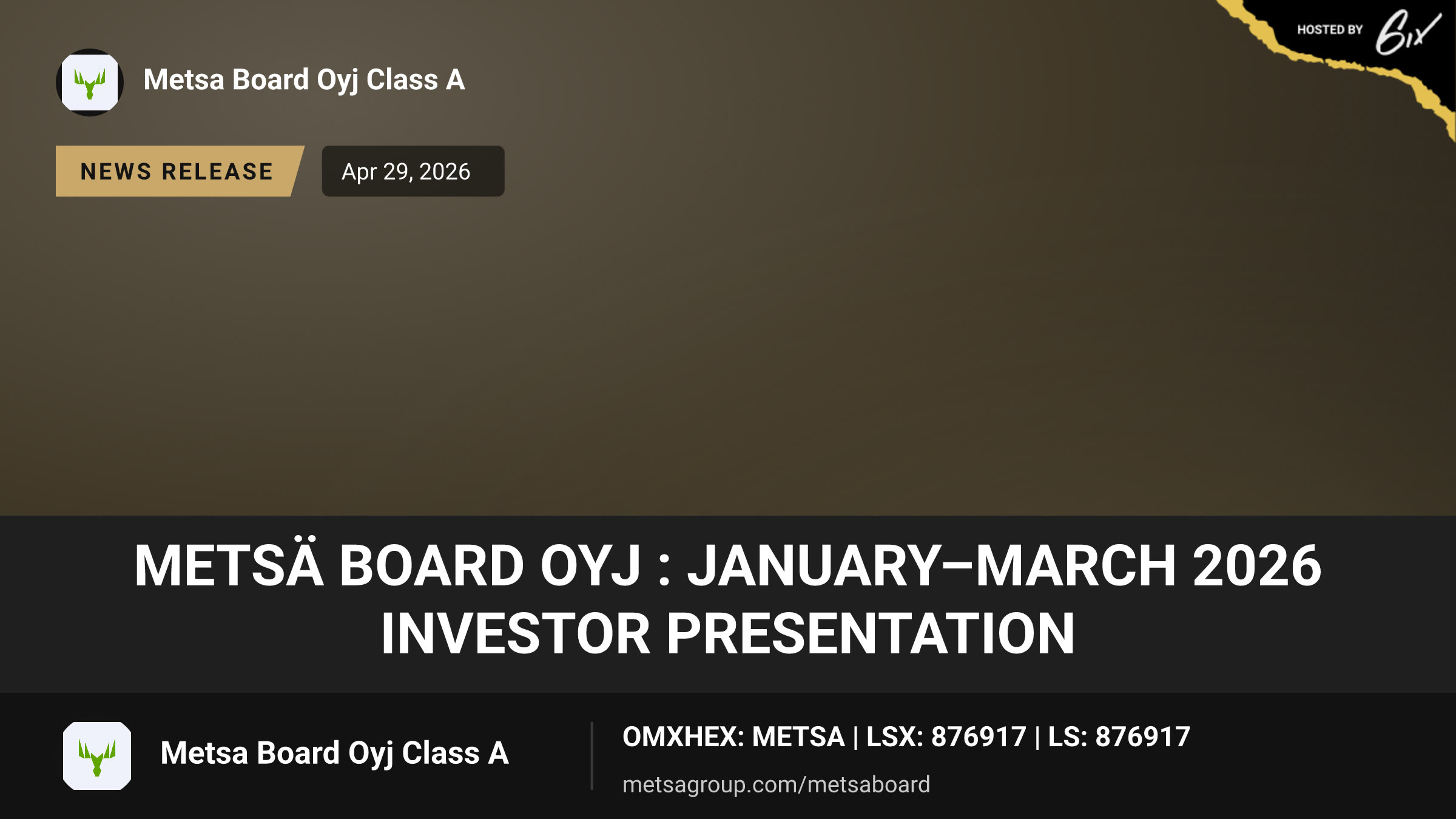 Metsä Board Oyj : January–March 2026 Investor presentation