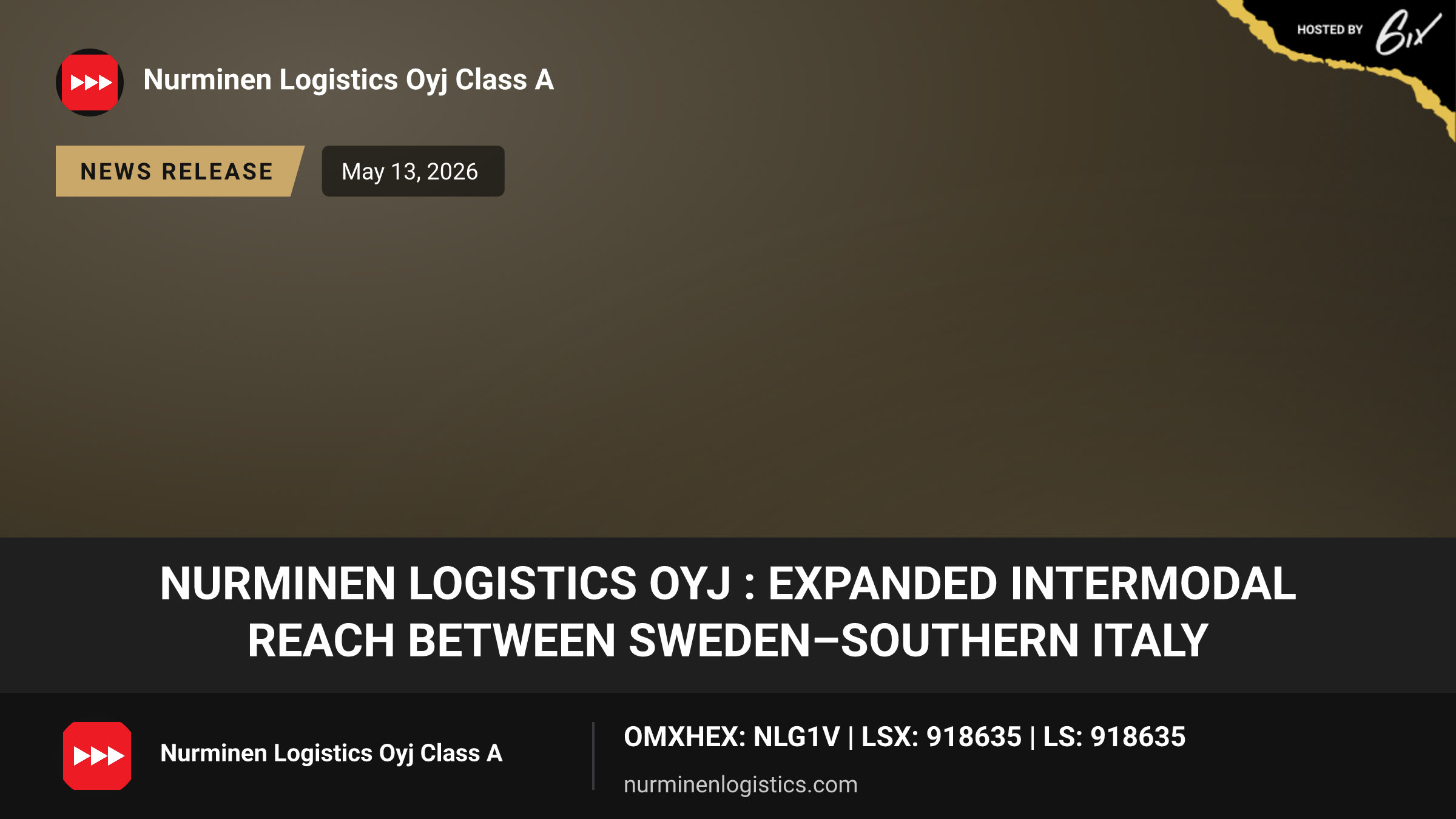 Nurminen Logistics Oyj : Expanded intermodal reach between Sweden–Southern Italy