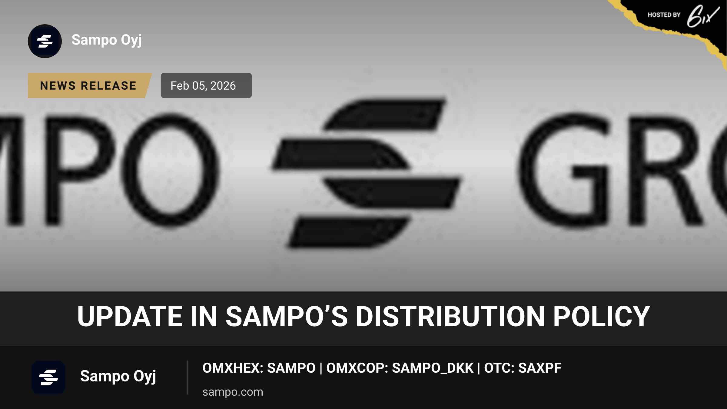 Update in Sampo’s distribution policy