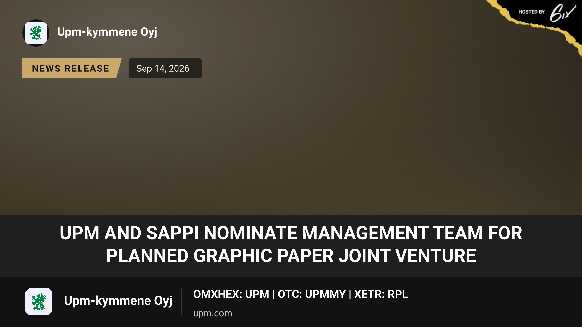 UPM and Sappi nominate management team for planned graphic paper joint venture
