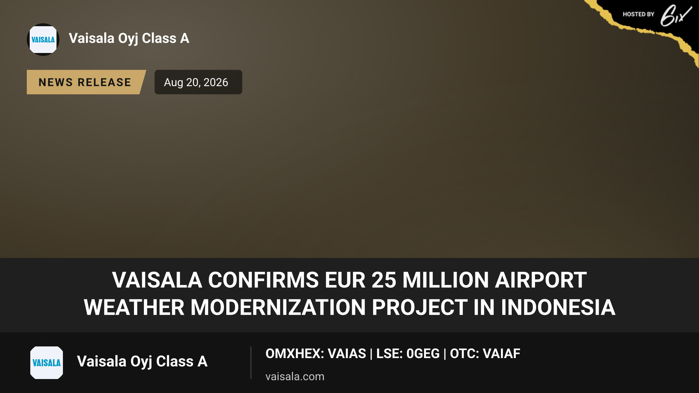 Vaisala confirms EUR 25 million airport weather modernization project in Indonesia
