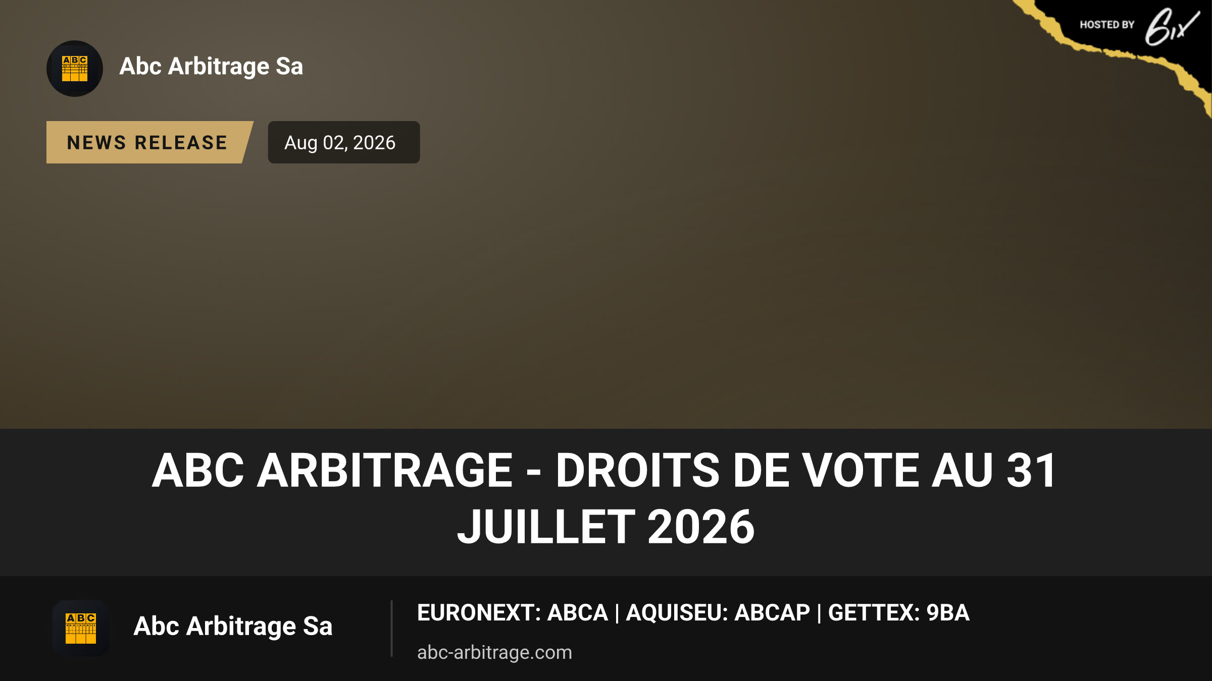 ABC arbitrage - droits de vote au 31 juillet 2026