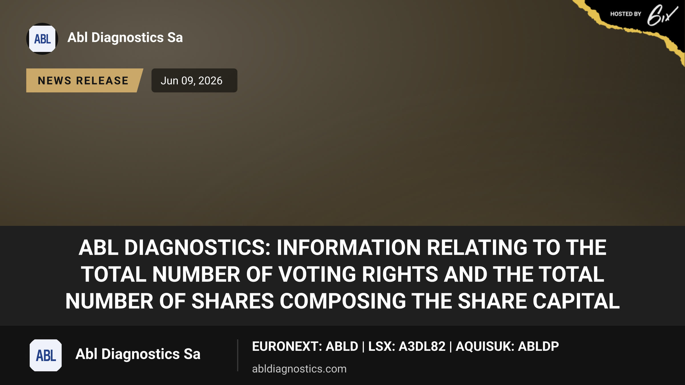ABL Diagnostics: Information Relating to the Total Number of Voting Rights and the Total Number of Shares Composing the Share Capital
