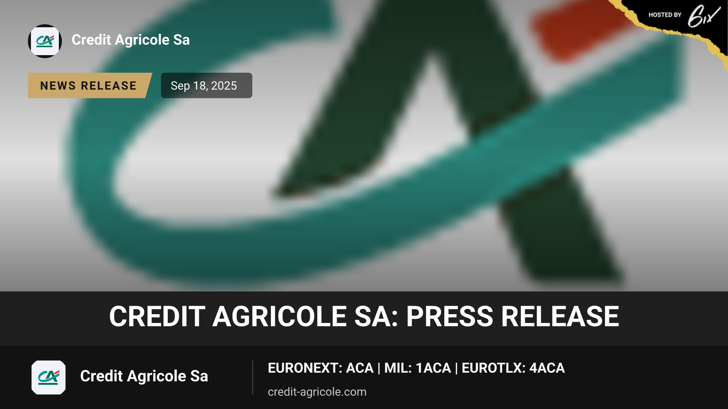 Credit Agricole Sa: Press release