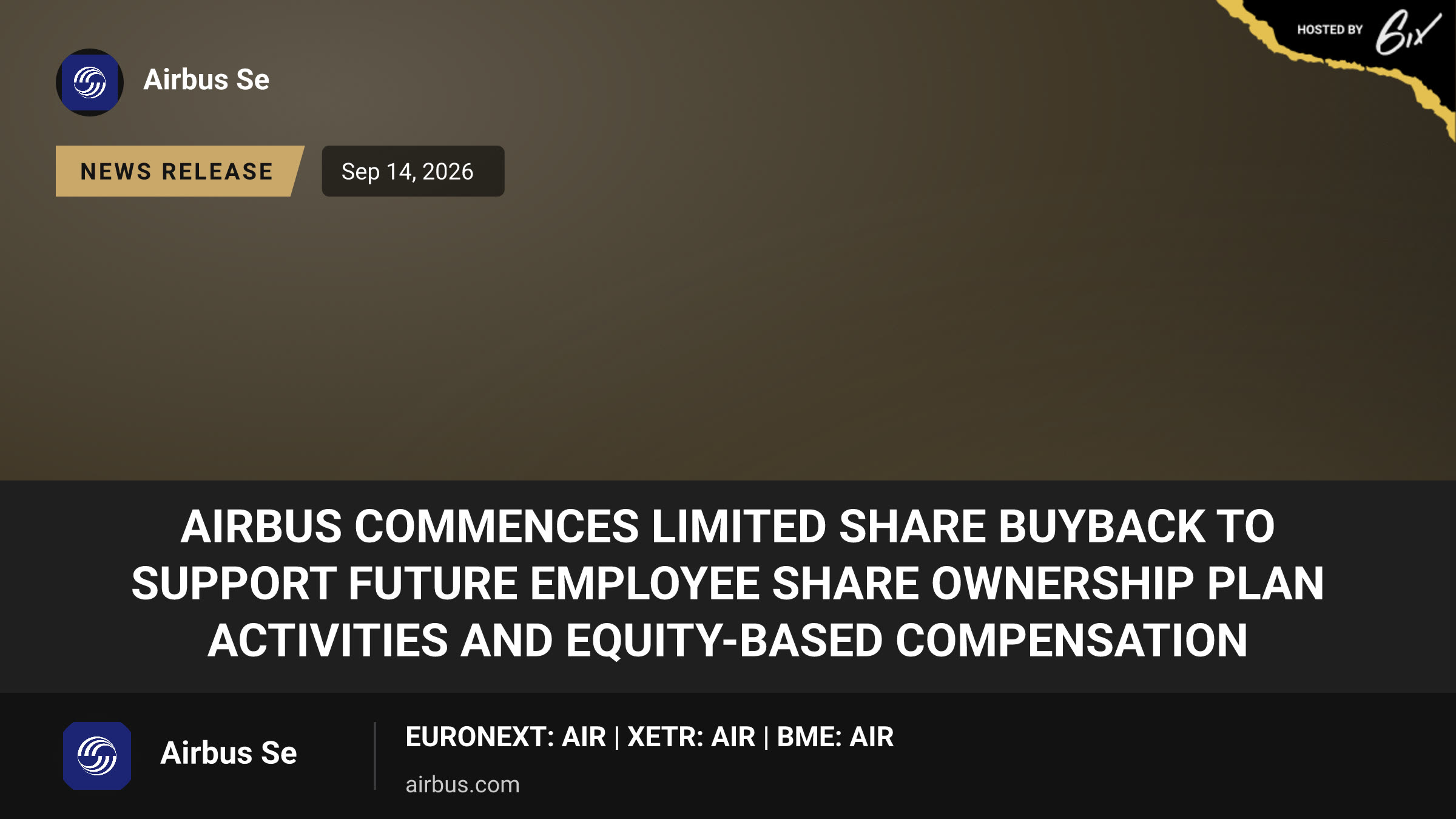 Airbus commences limited share buyback to support future employee share ownership plan activities and equity-based compensation