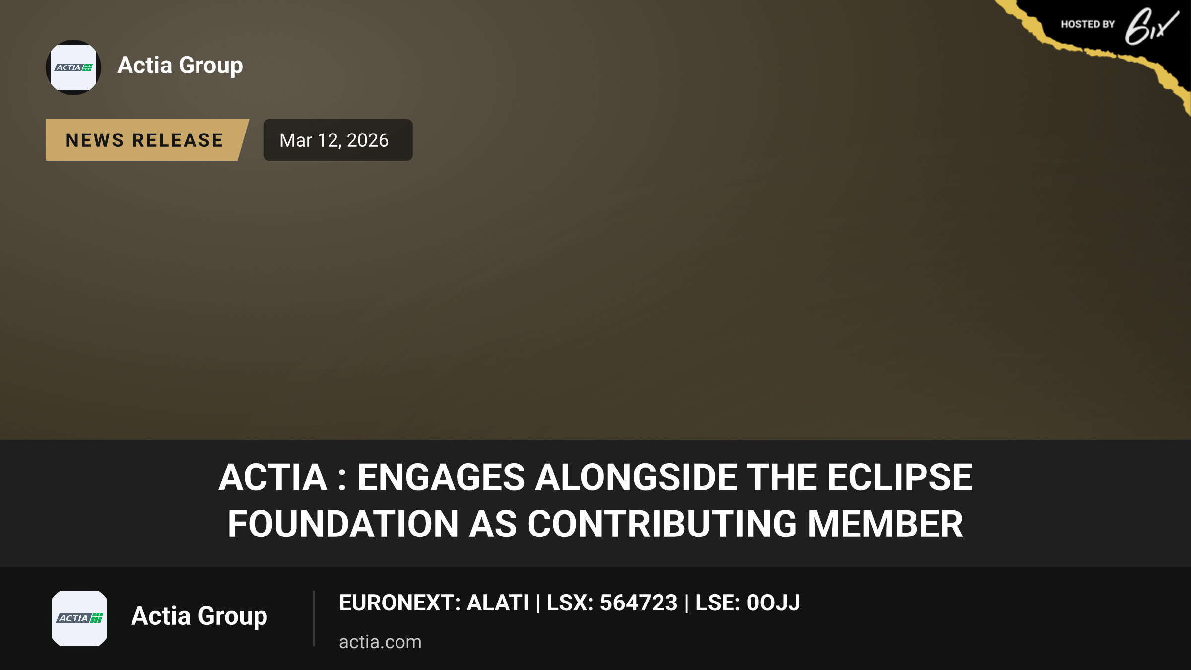 ACTIA : engages alongside the Eclipse Foundation as Contributing Member