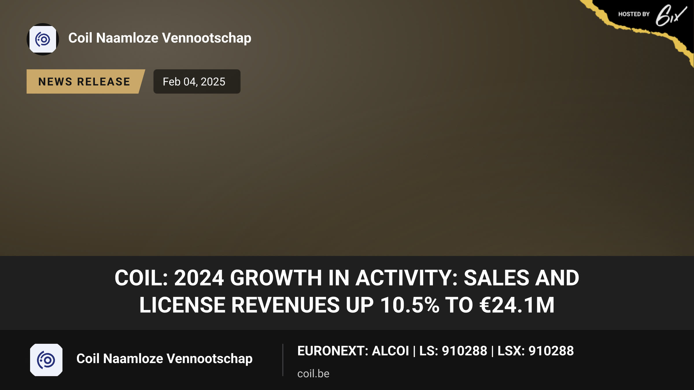 COIL: 2024 growth in activity: Sales and license revenues up 10.5% to €24.1M