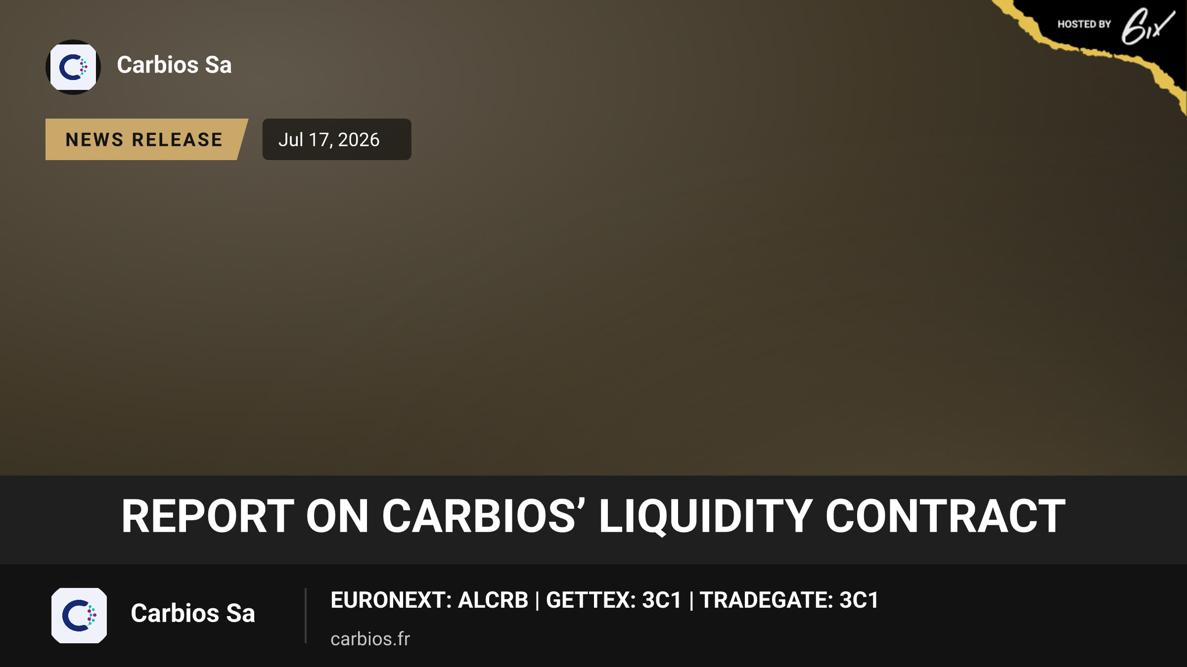 Report on Carbios’ liquidity contract