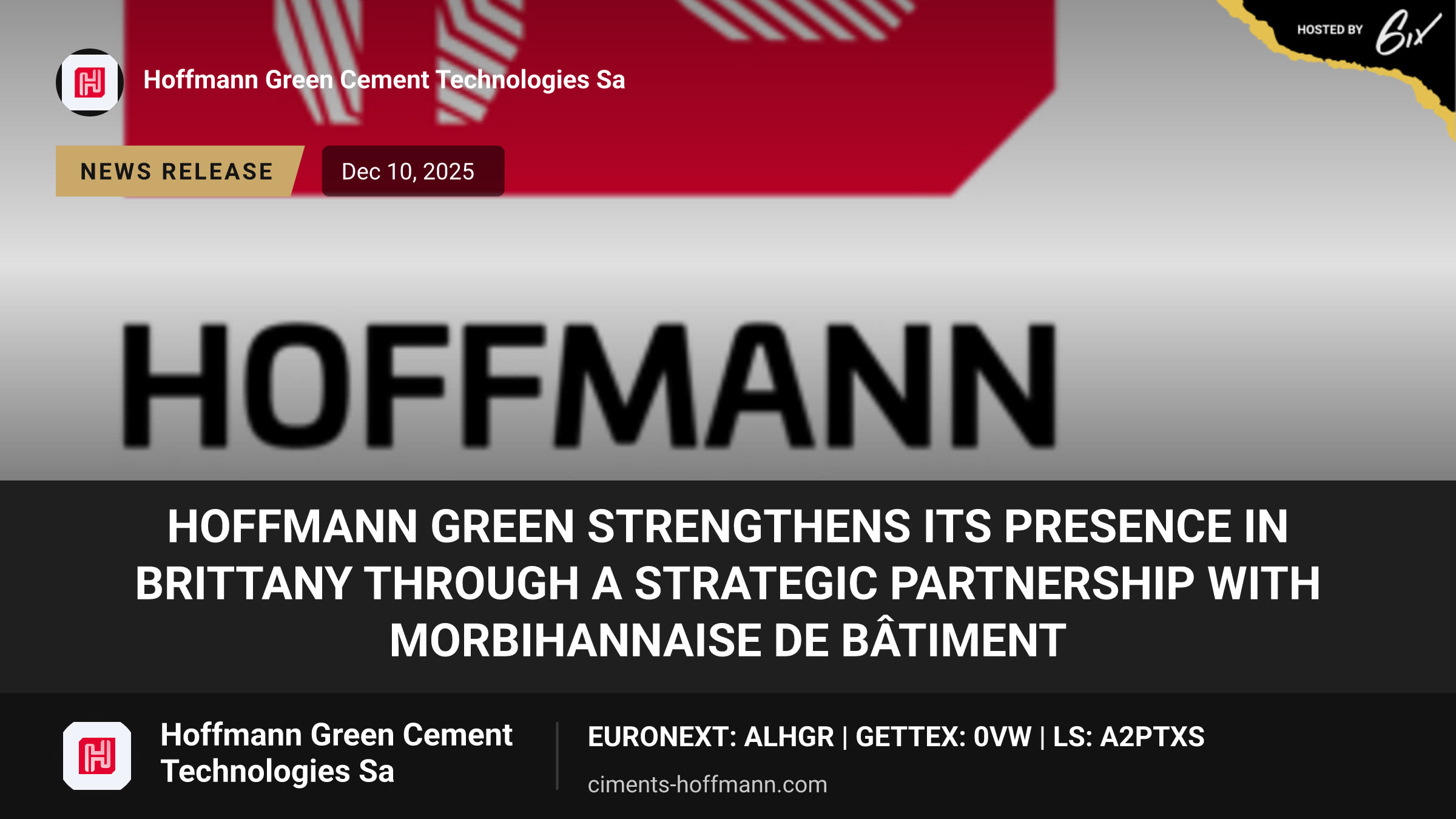 Hoffmann Green Strengthens Its Presence in Brittany Through a Strategic Partnership with Morbihannaise de Bâtiment