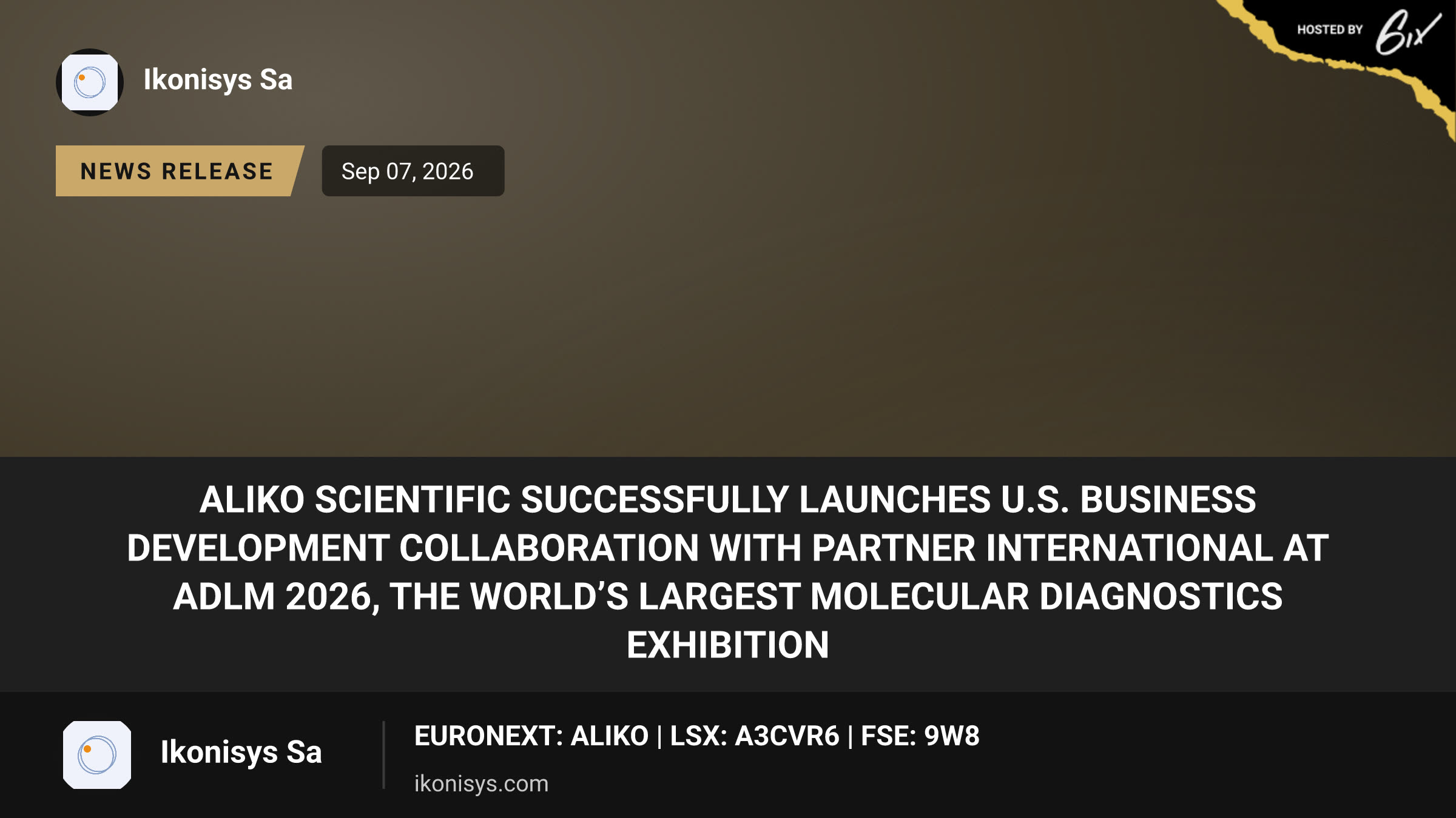 Aliko Scientific Successfully Launches U.S. Business Development Collaboration With Partner International at ADLM 2026, the World’s Largest Molecular Diagnostics Exhibition
