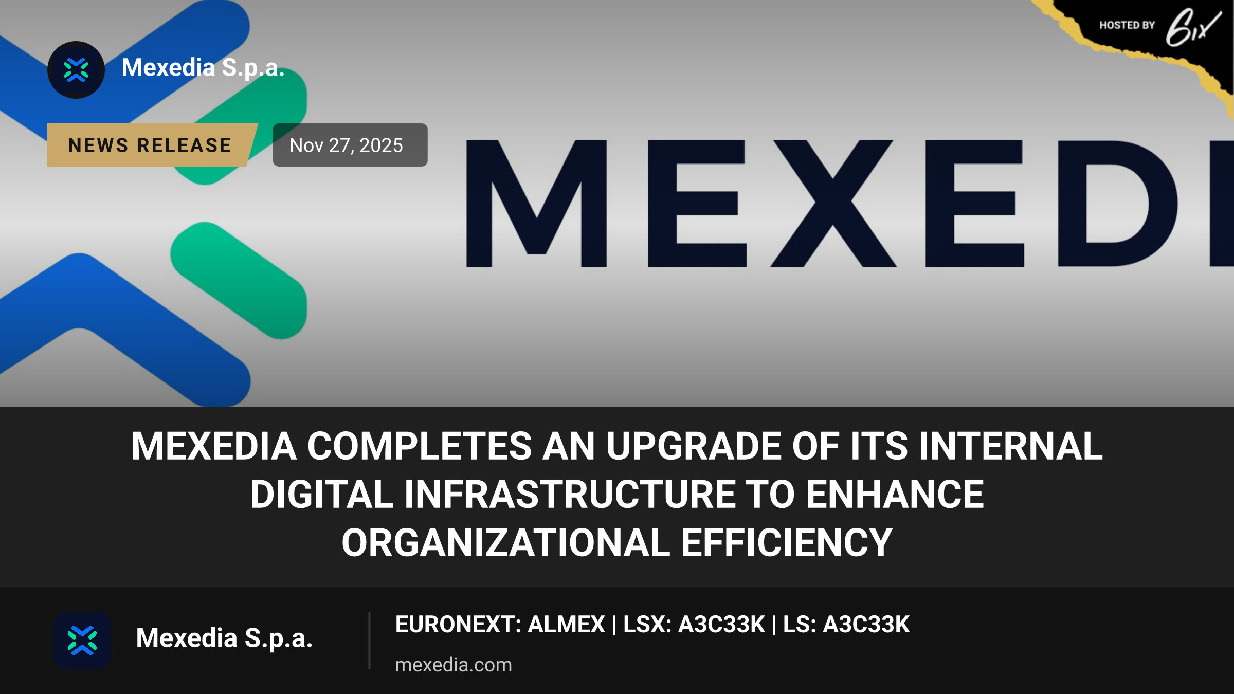 Mexedia Completes an Upgrade of Its Internal Digital Infrastructure to Enhance Organizational Efficiency