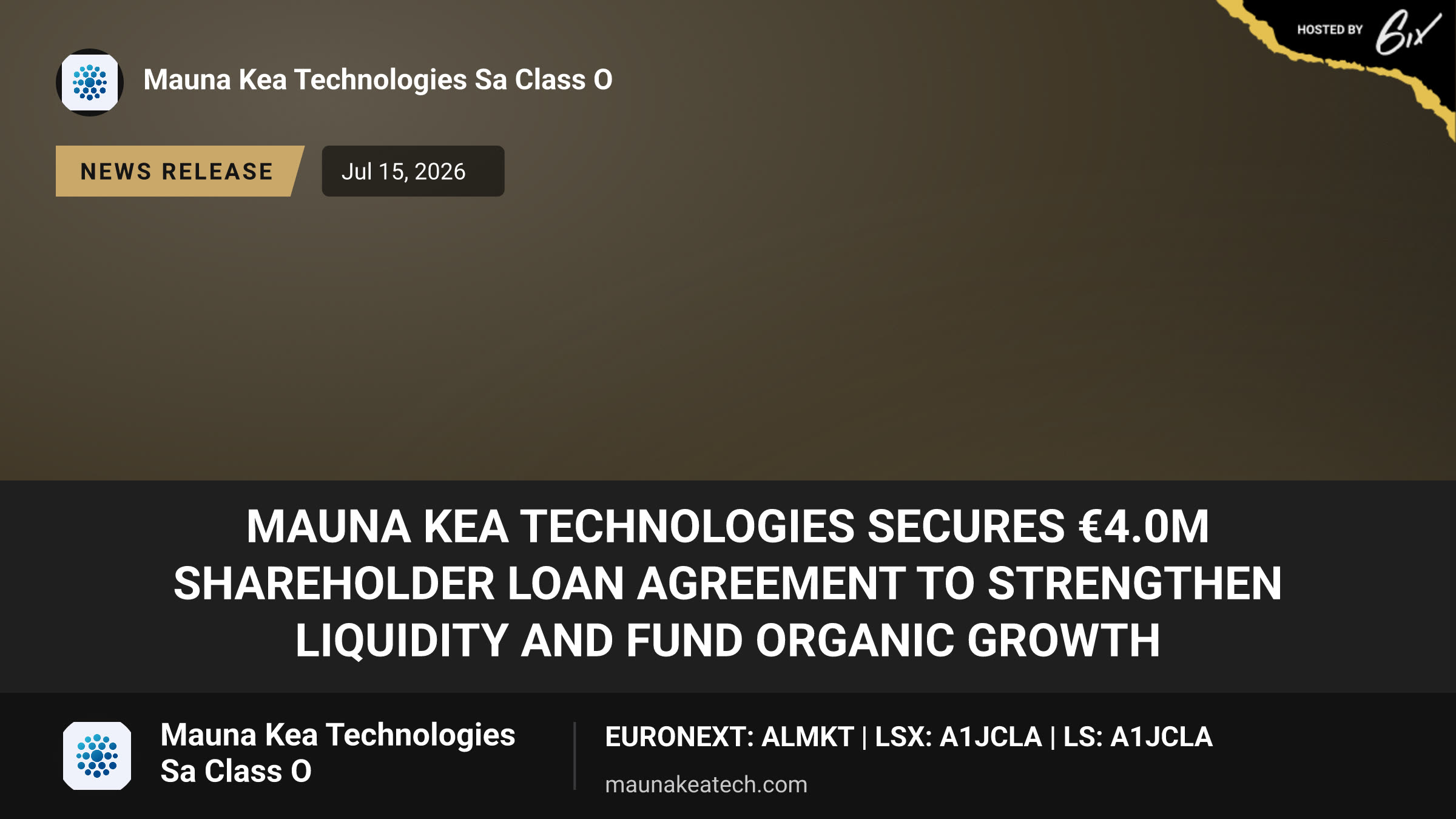 Mauna Kea Technologies Secures €4.0M Shareholder Loan Agreement to Strengthen Liquidity and Fund Organic Growth