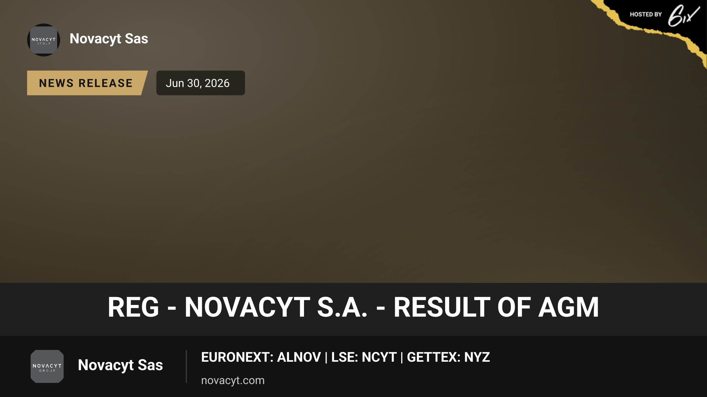 REG - Novacyt S.A. - Result of AGM