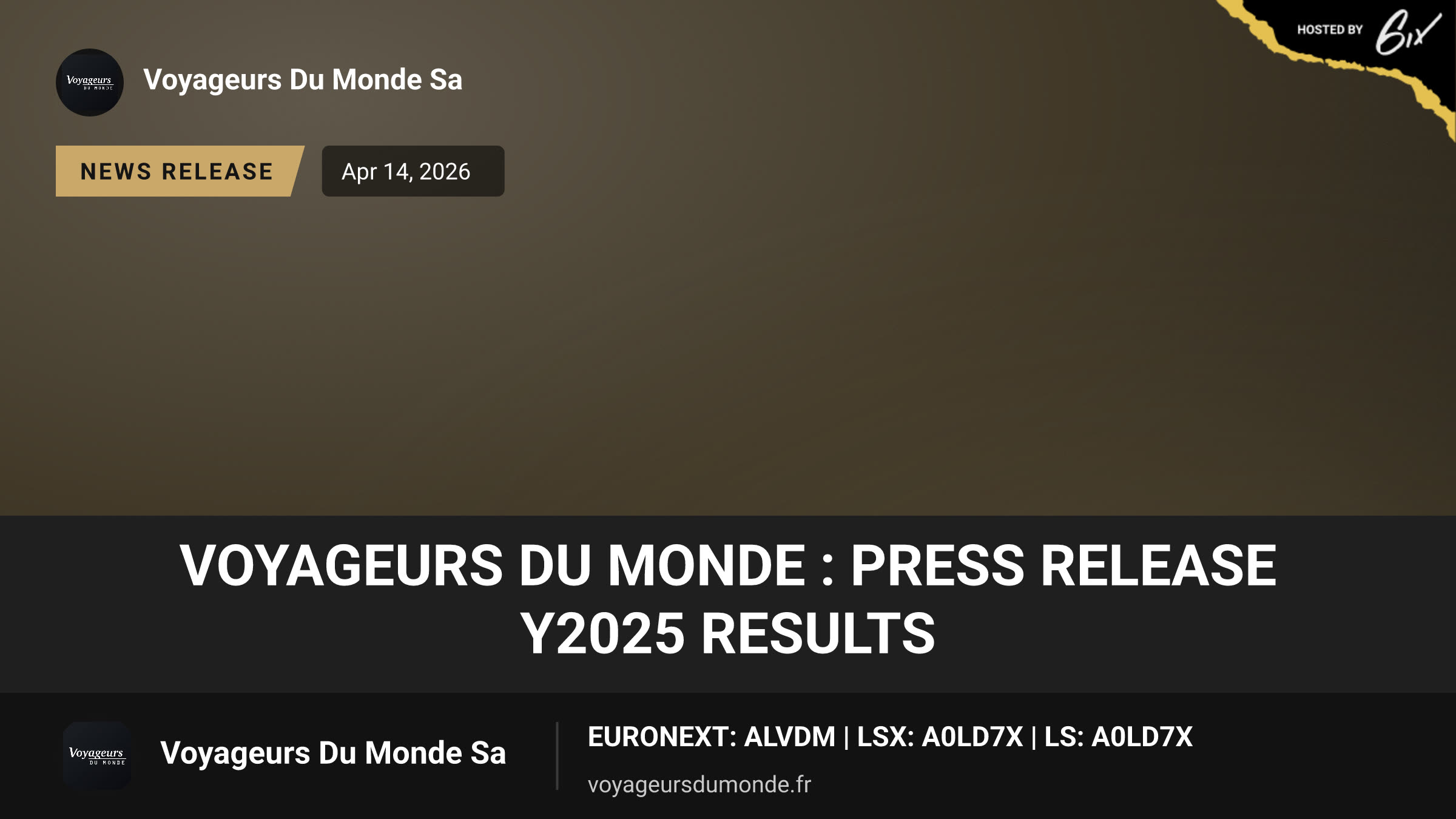 Voyageurs du Monde : Press release Y2025 results