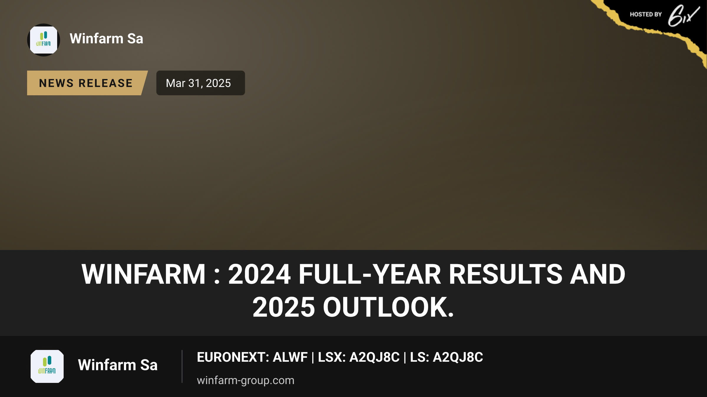 WINFARM : 2024 full-year results and 2025 outlook.