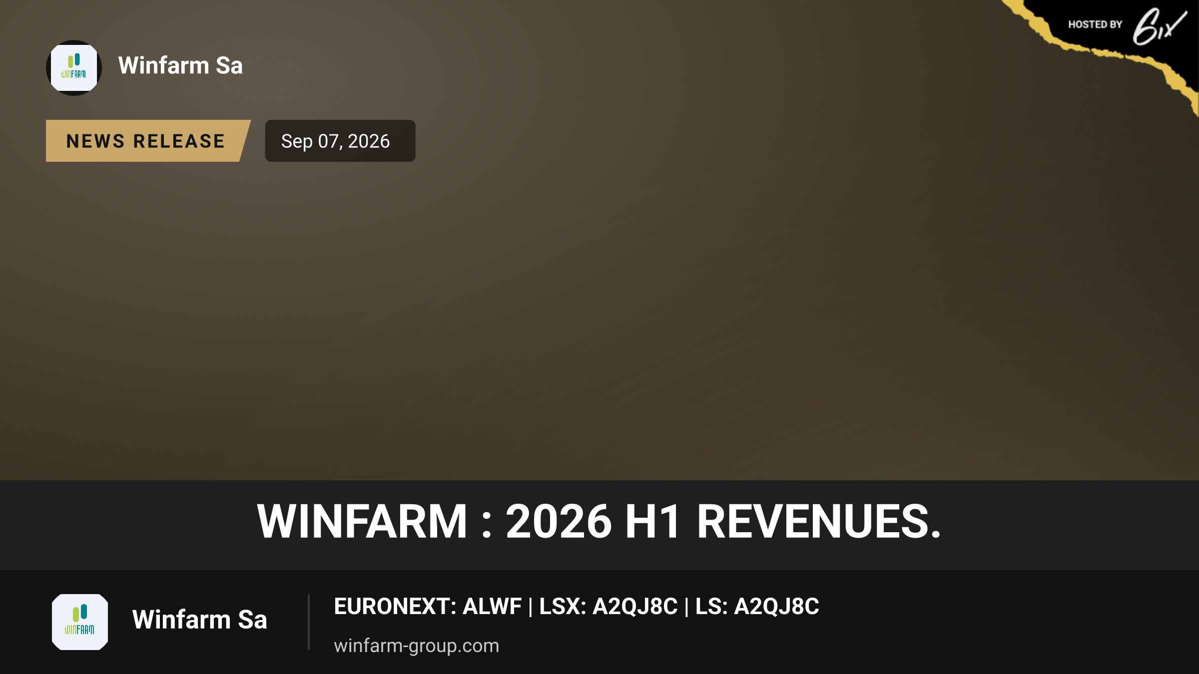 WINFARM : 2026 H1 revenues.