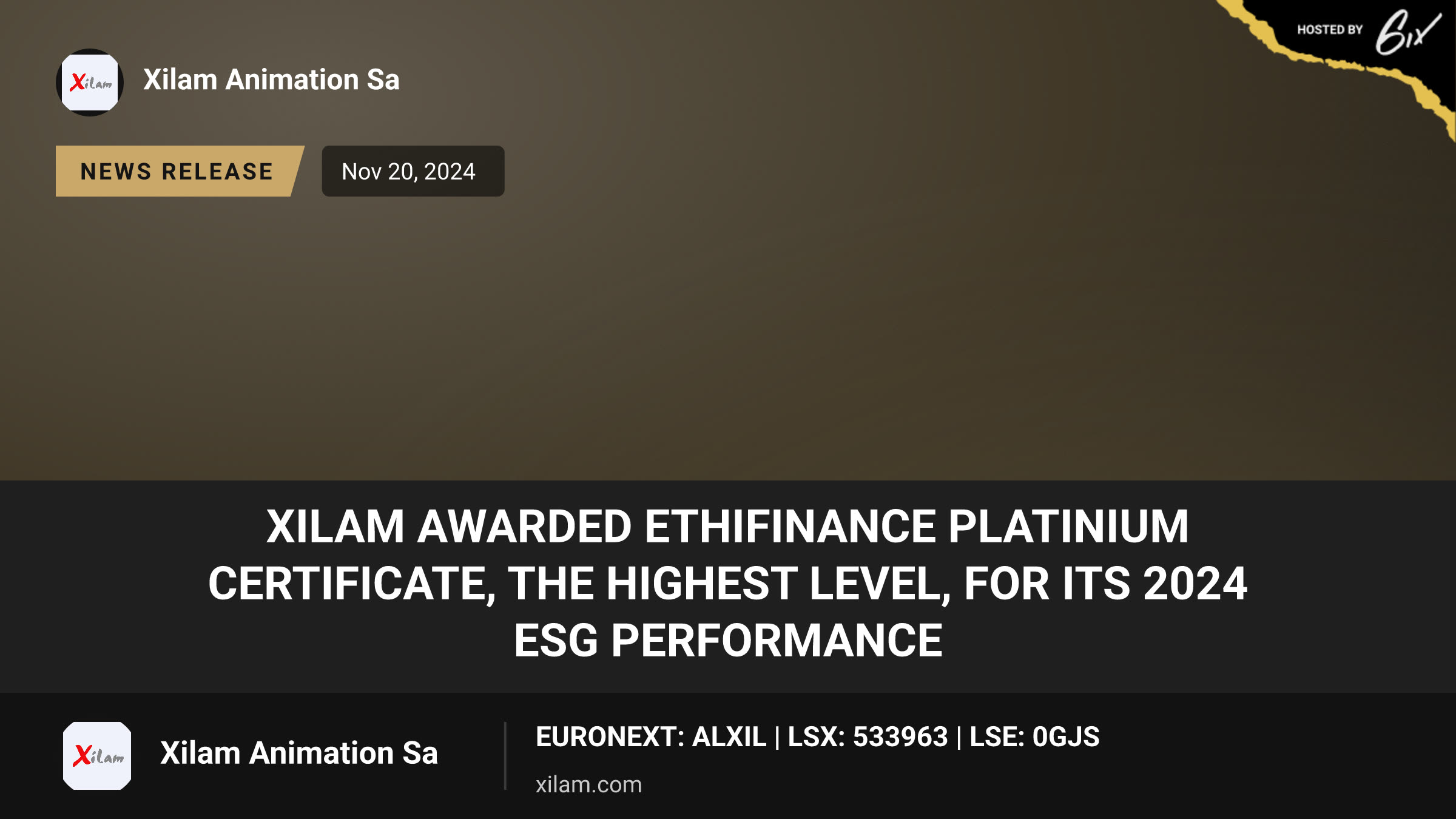 Xilam awarded EthiFinance Platinium certificate, the highest level, for its 2024 ESG performance