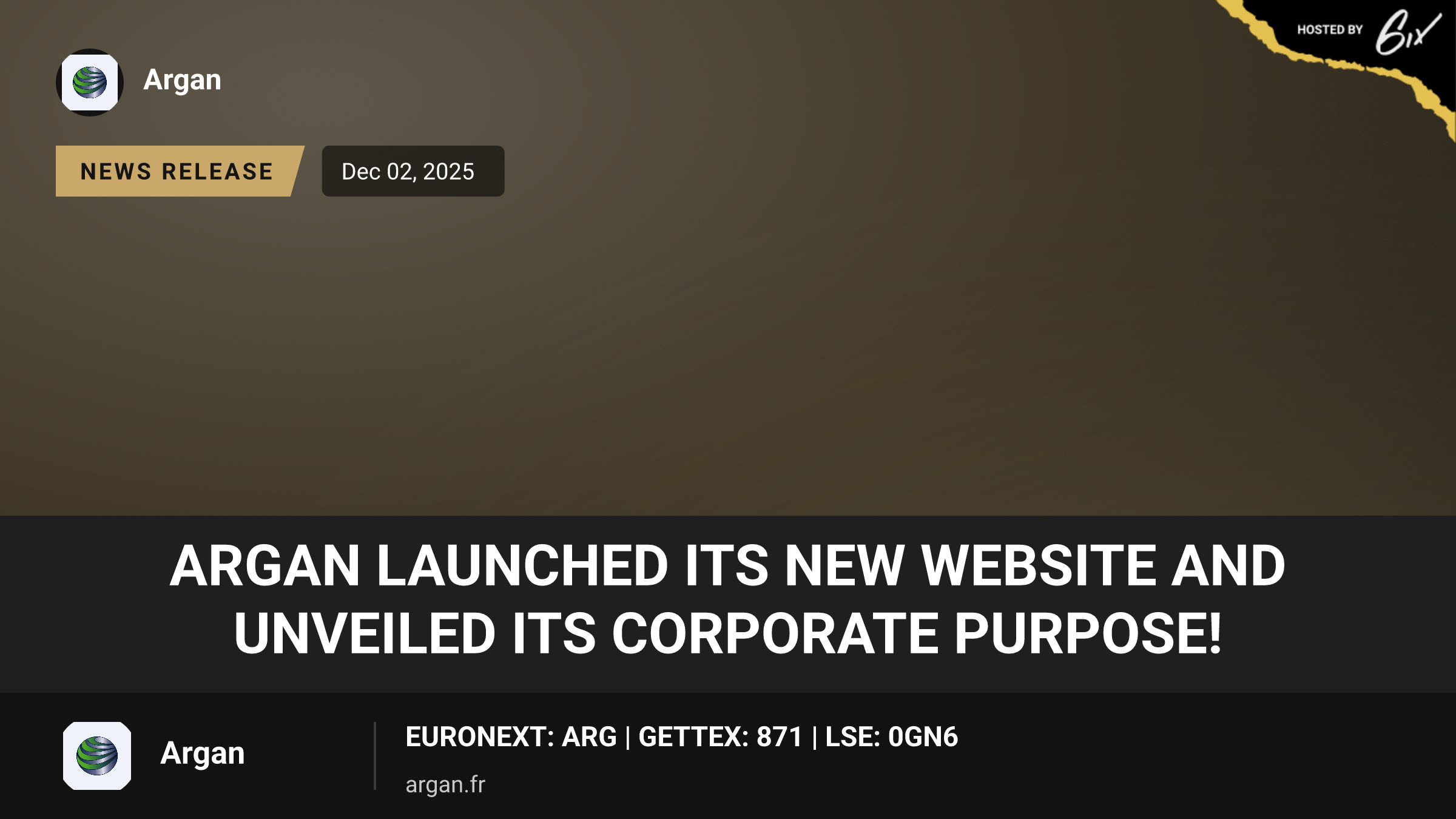 ARGAN launched its new website and unveiled its corporate purpose!