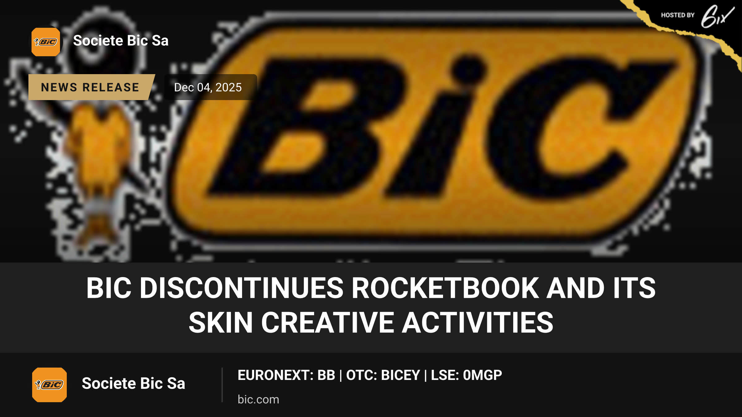 BIC discontinues Rocketbook and its Skin Creative activities