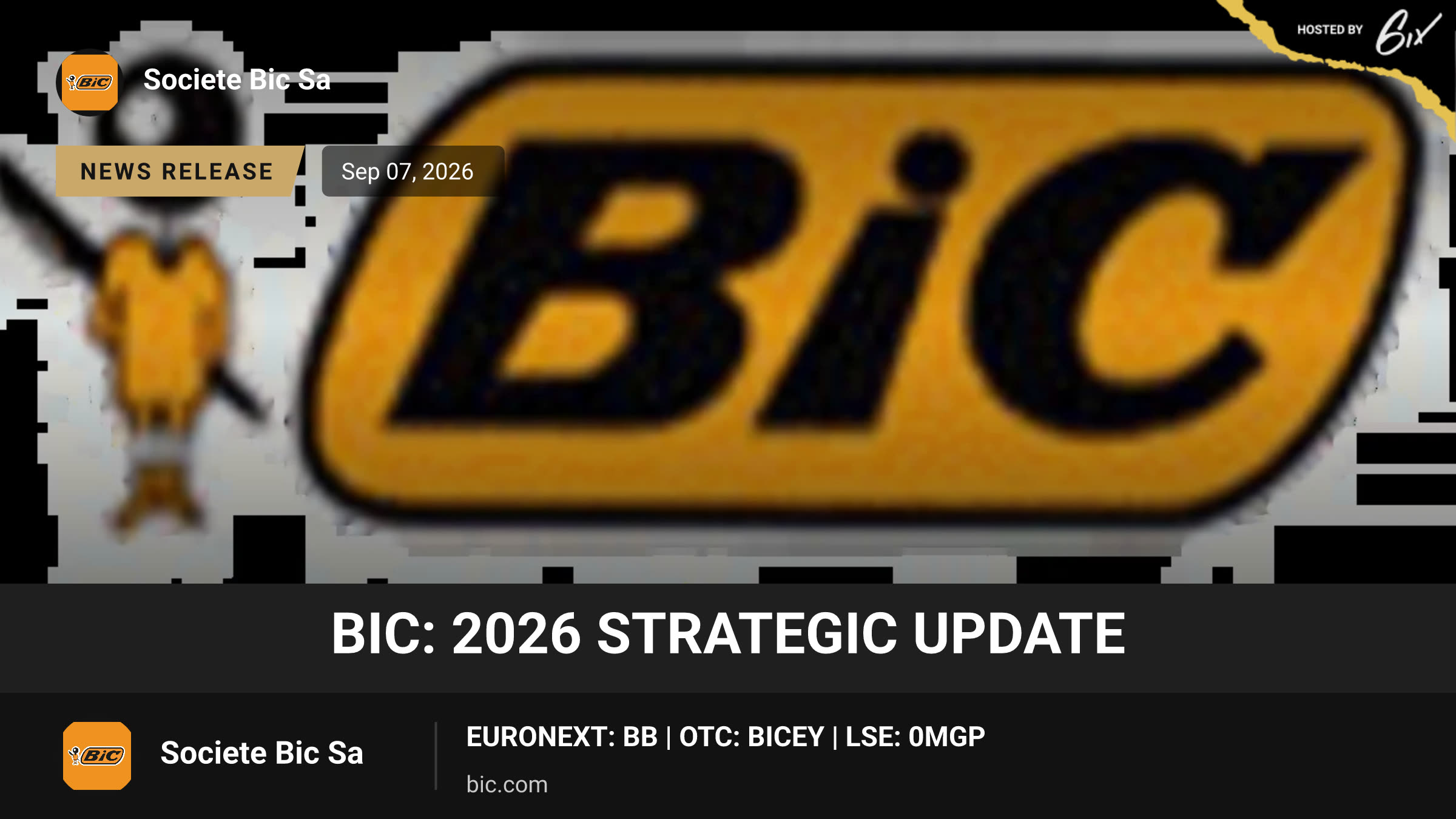 BIC: 2026 STRATEGIC UPDATE