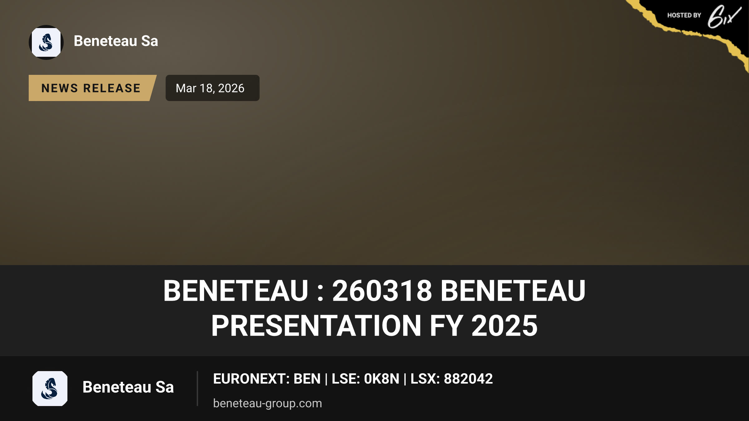 Beneteau : 260318 BENETEAU Presentation FY 2025