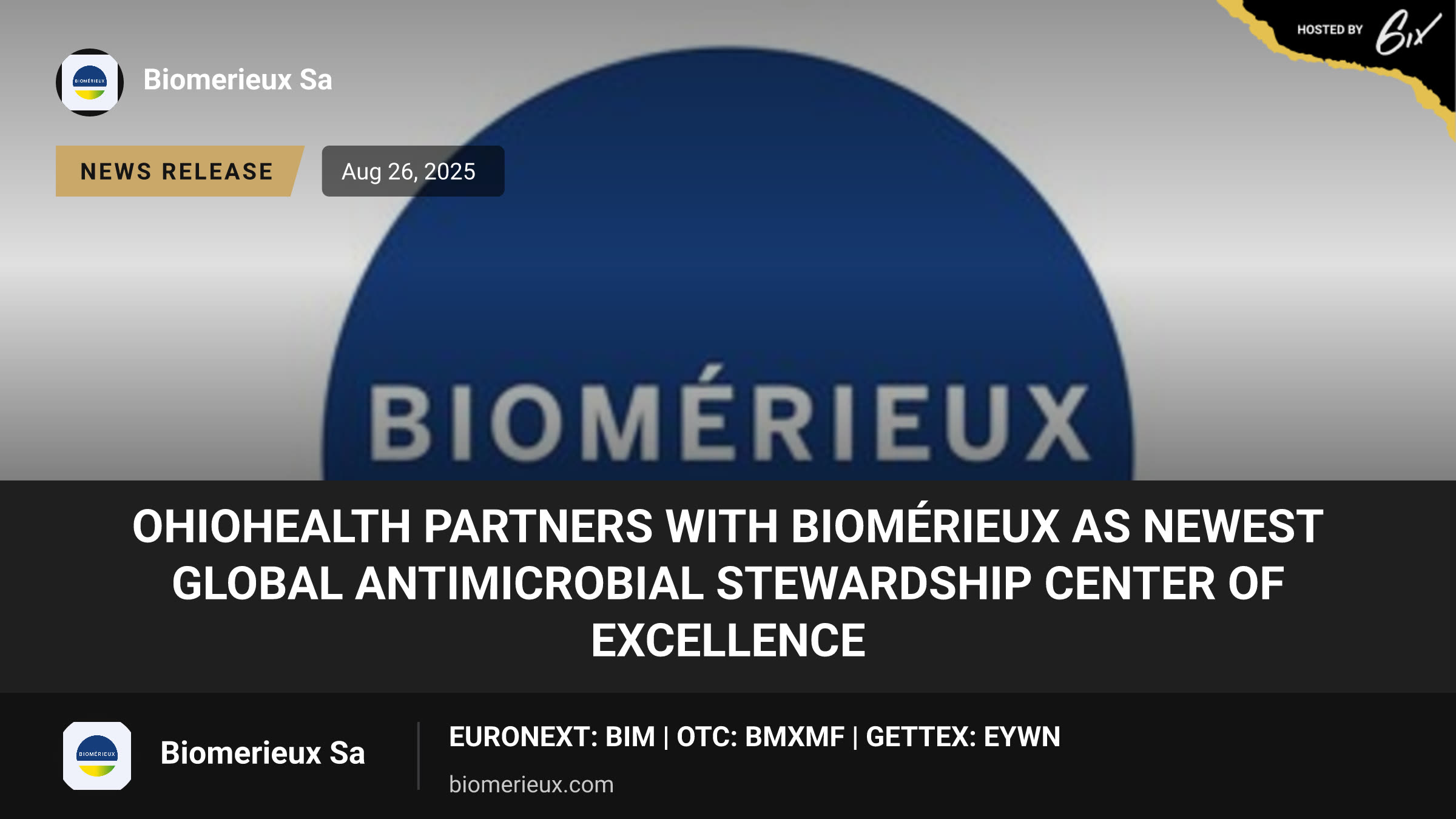 OhioHealth Partners with bioMérieux as Newest Global Antimicrobial Stewardship Center of Excellence