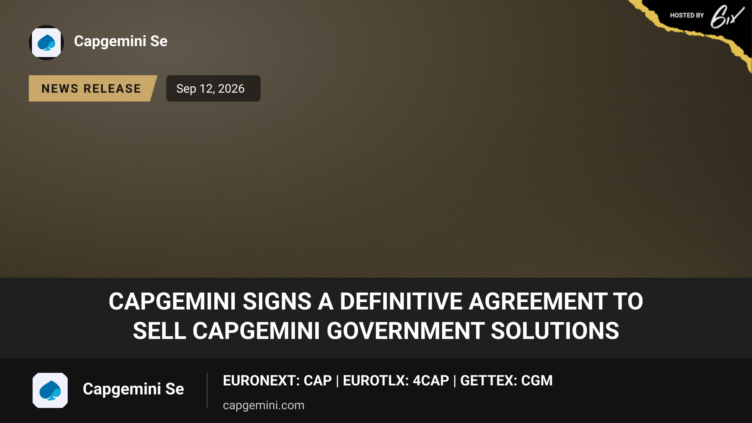 Capgemini signs a definitive agreement to sell Capgemini Government Solutions