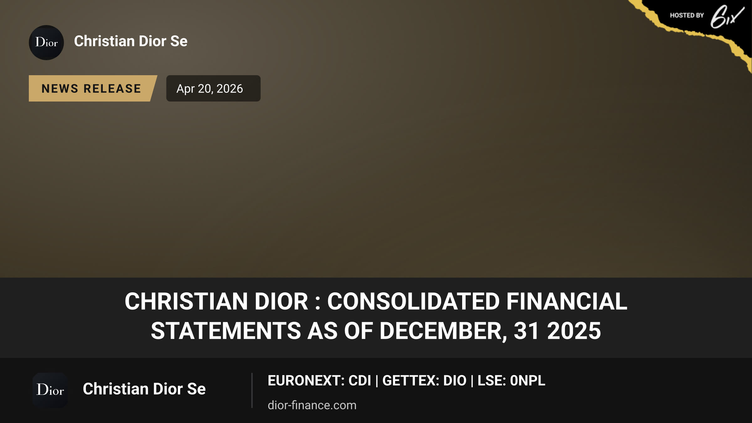Christian Dior : Consolidated financial statements as of December, 31 2025