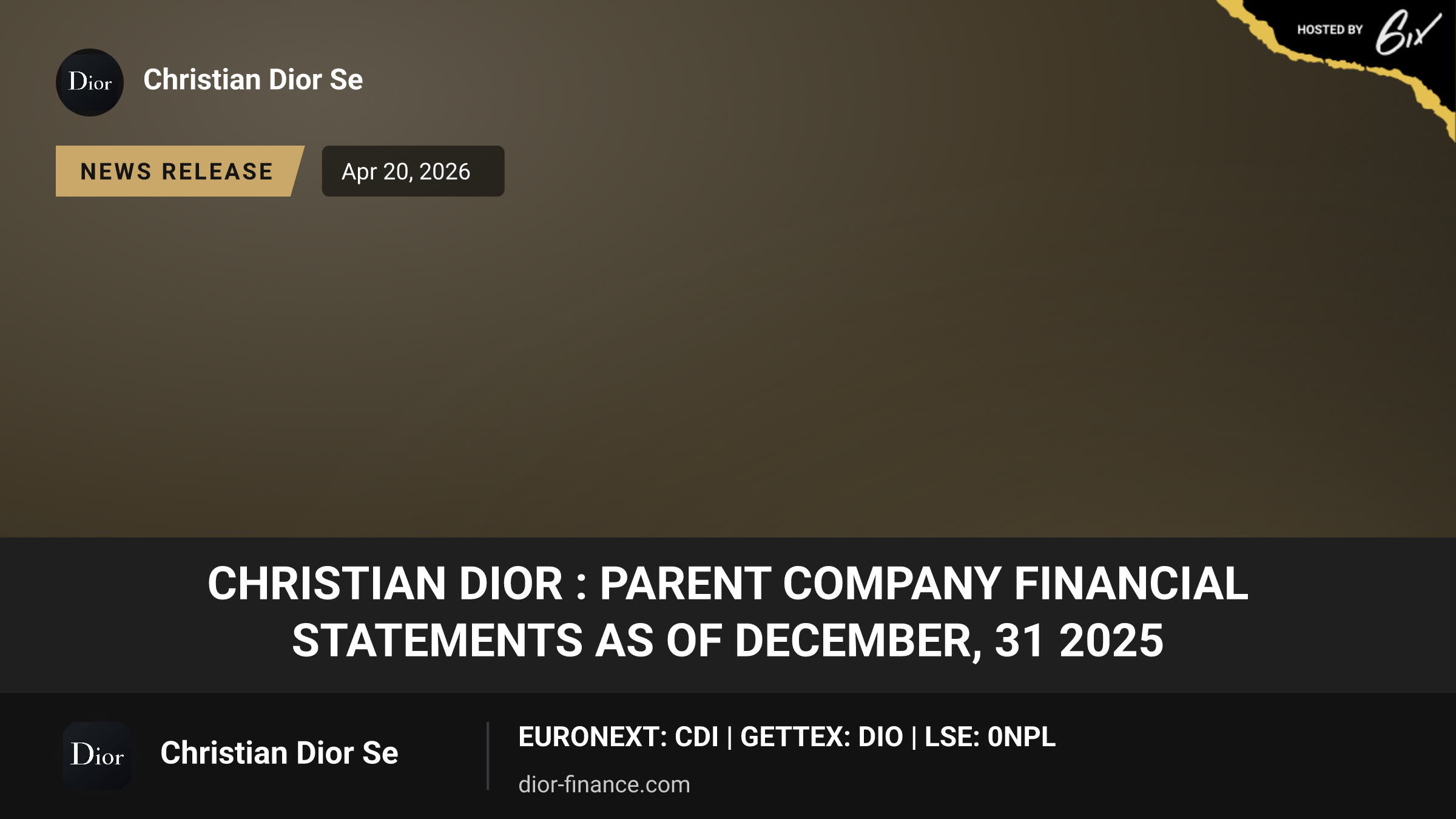 Christian Dior : Parent company financial statements as of December, 31 2025
