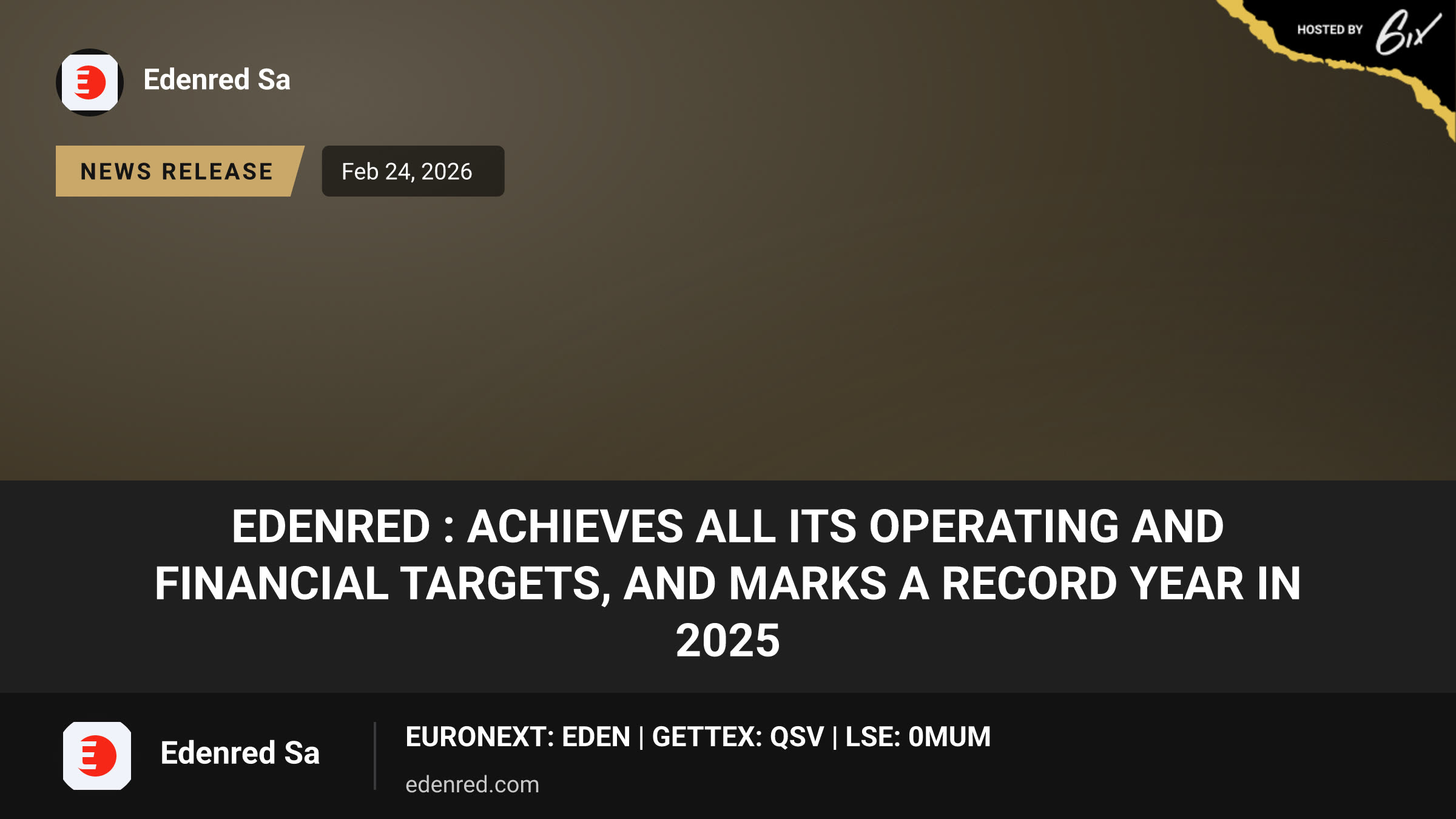 Edenred : achieves all its operating and financial targets, and marks a record year in 2025