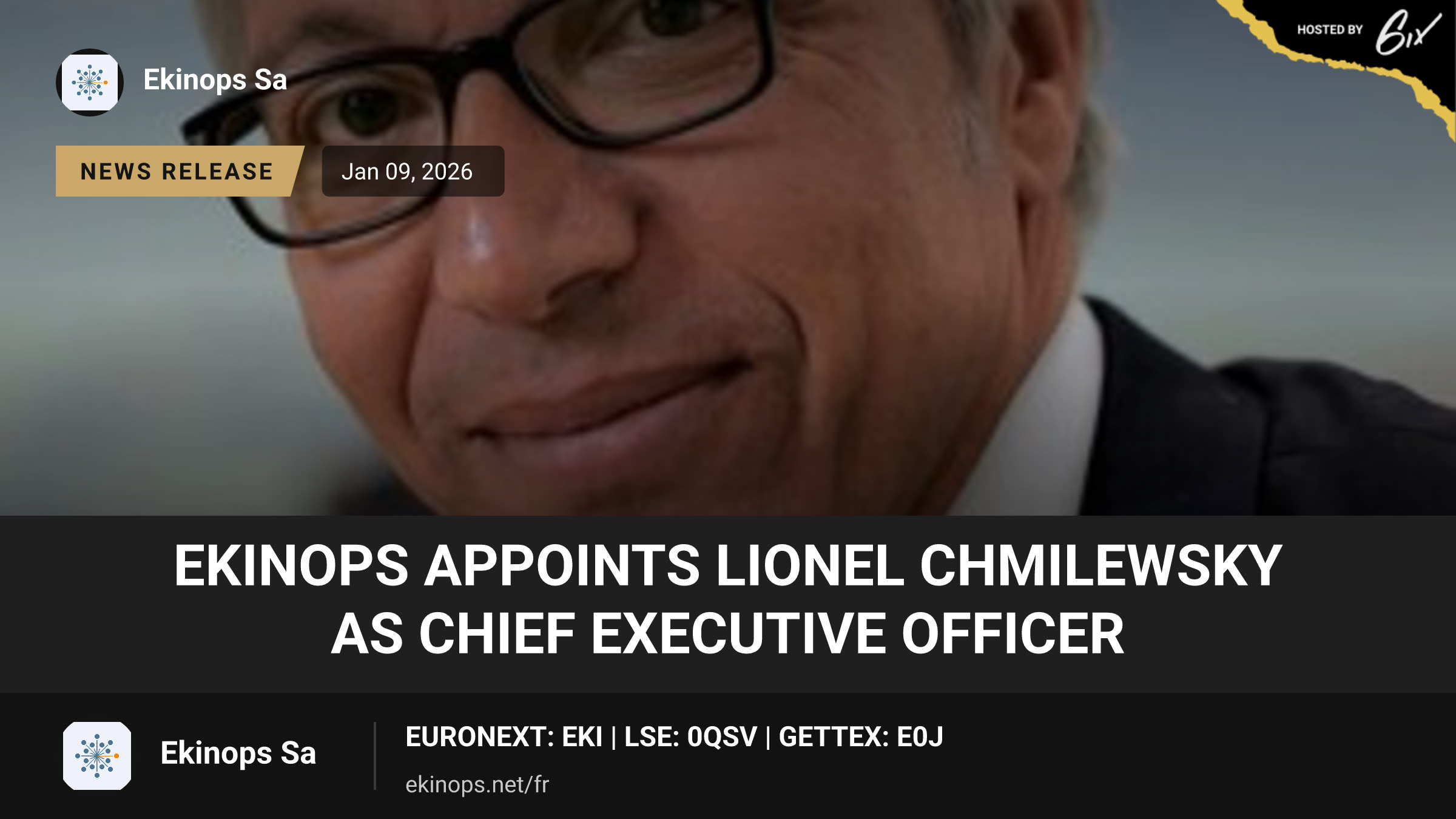 Ekinops Appoints Lionel Chmilewsky as Chief Executive Officer