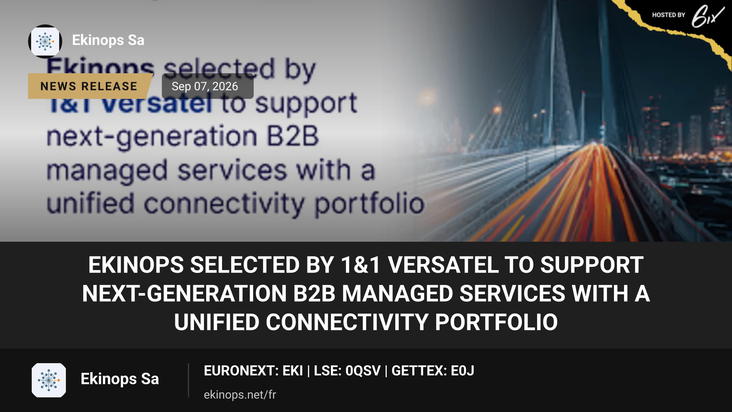 Ekinops selected by 1&1 Versatel to support next-generation B2B managed services with a unified connectivity portfolio
