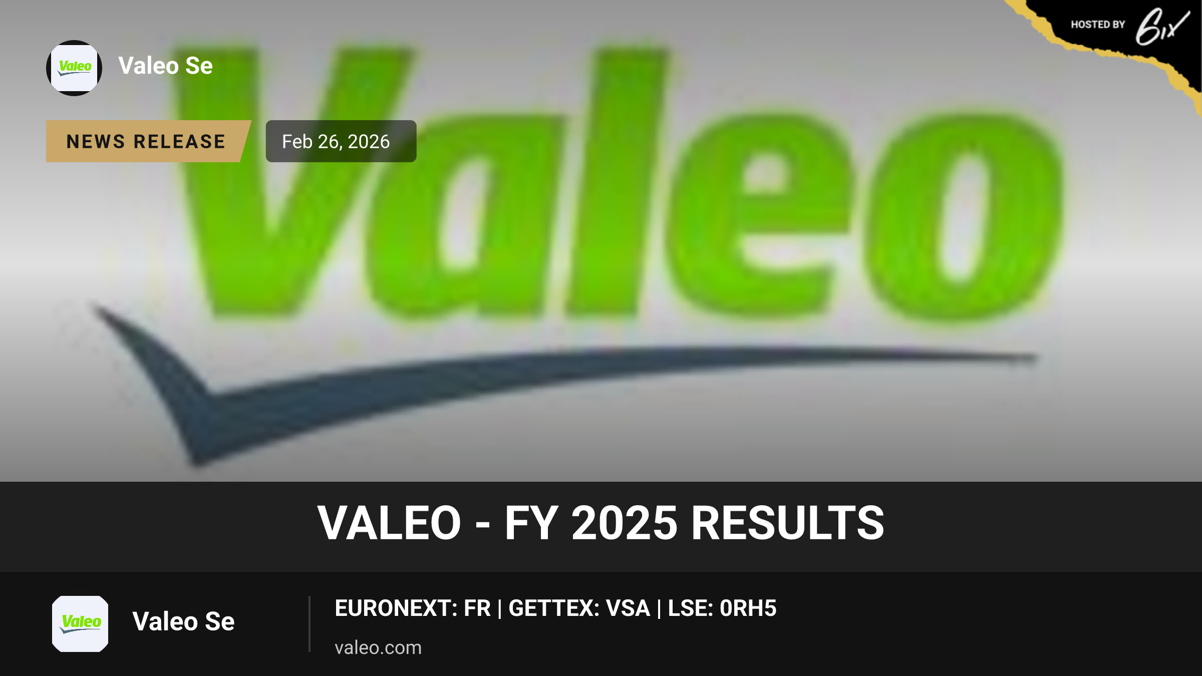 Valeo - FY 2025 Results