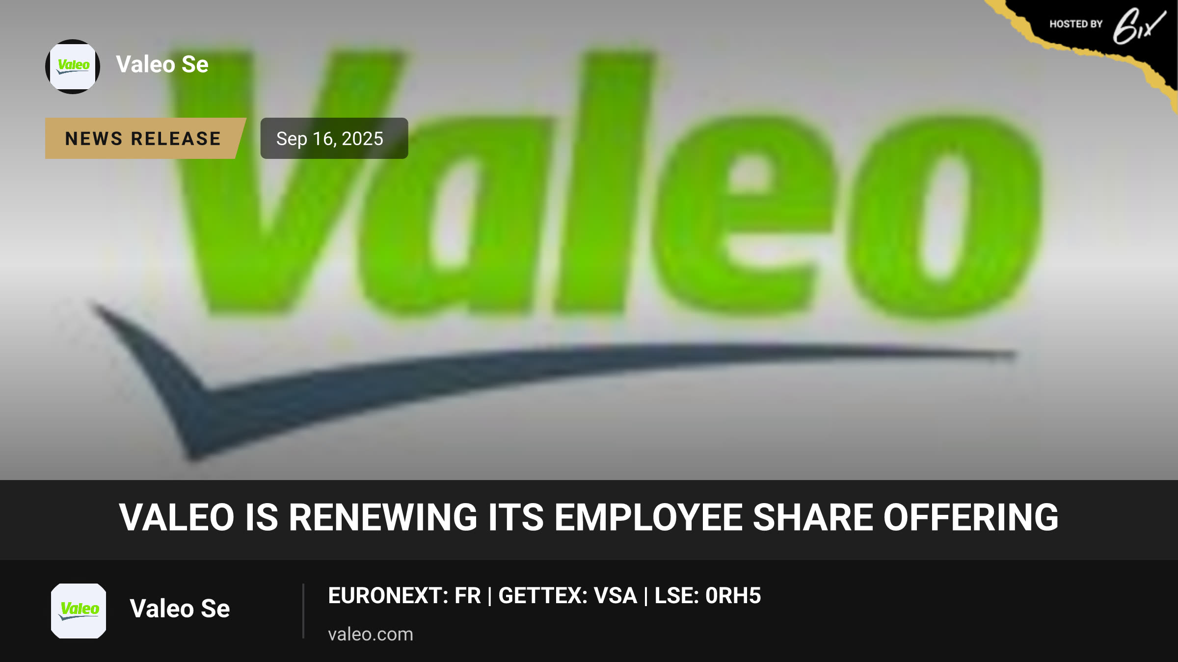 Valeo is renewing its employee share offering