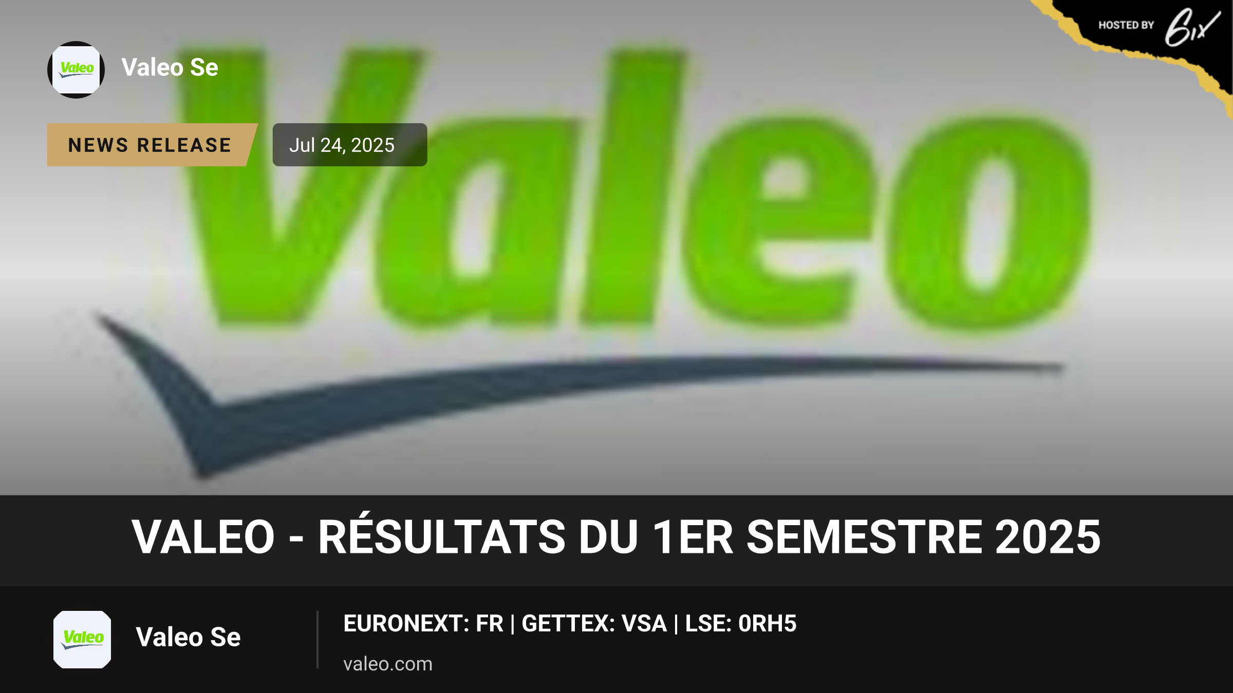 Valeo - Résultats du 1er semestre 2025