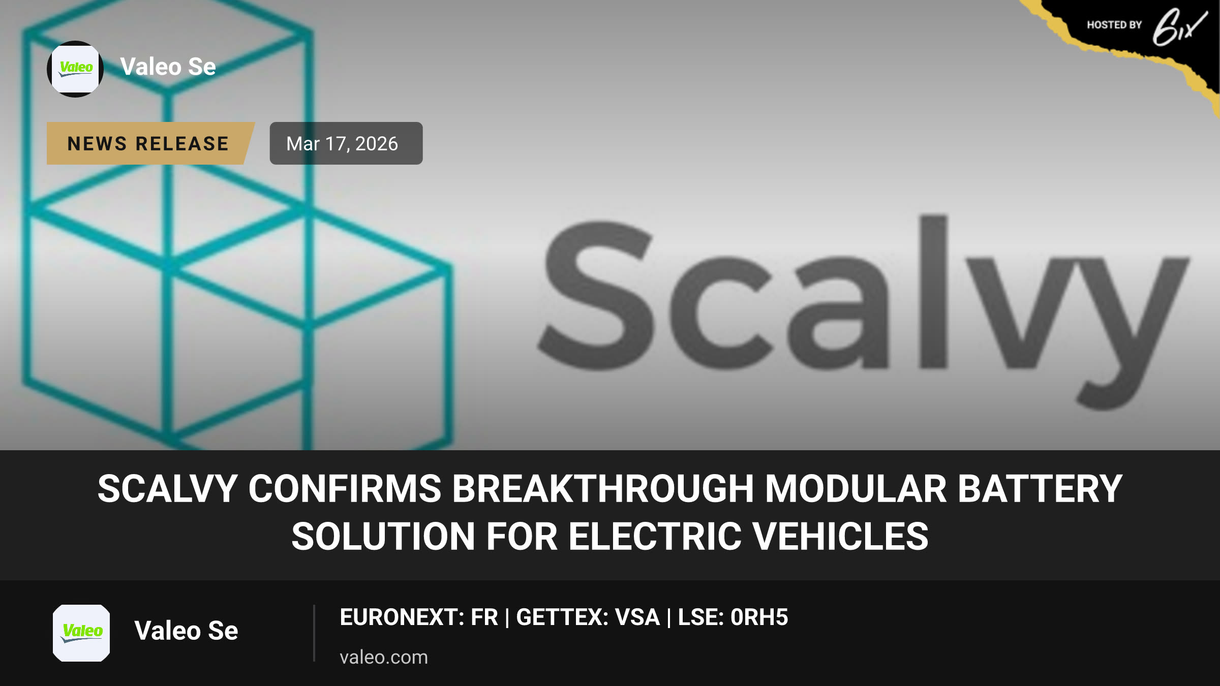 Scalvy Confirms Breakthrough Modular Battery Solution for Electric Vehicles