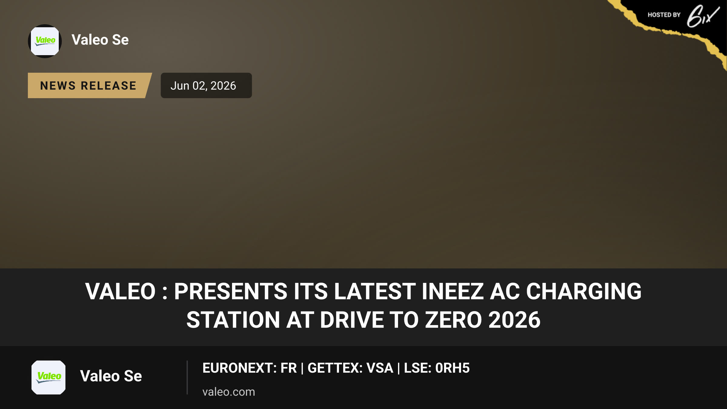 Valeo : Presents its Latest Ineez AC Charging Station at Drive to Zero 2026
