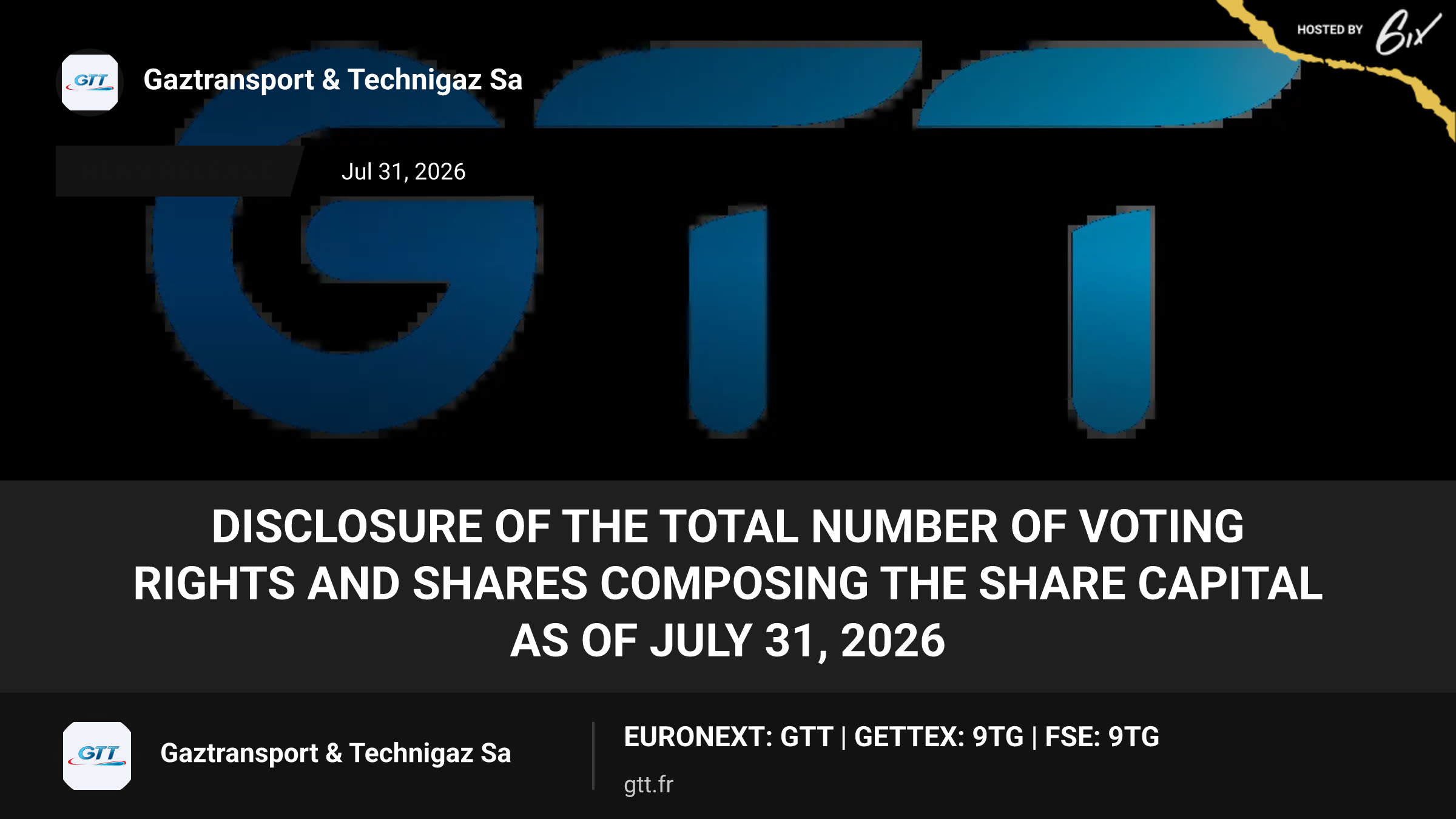 Disclosure of the total number of voting rights and shares composing the share capital as of July 31, 2026