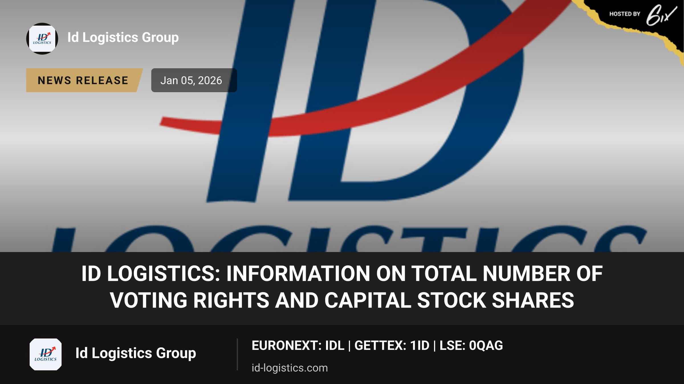 ID Logistics: Information on Total Number of Voting Rights and Capital Stock Shares