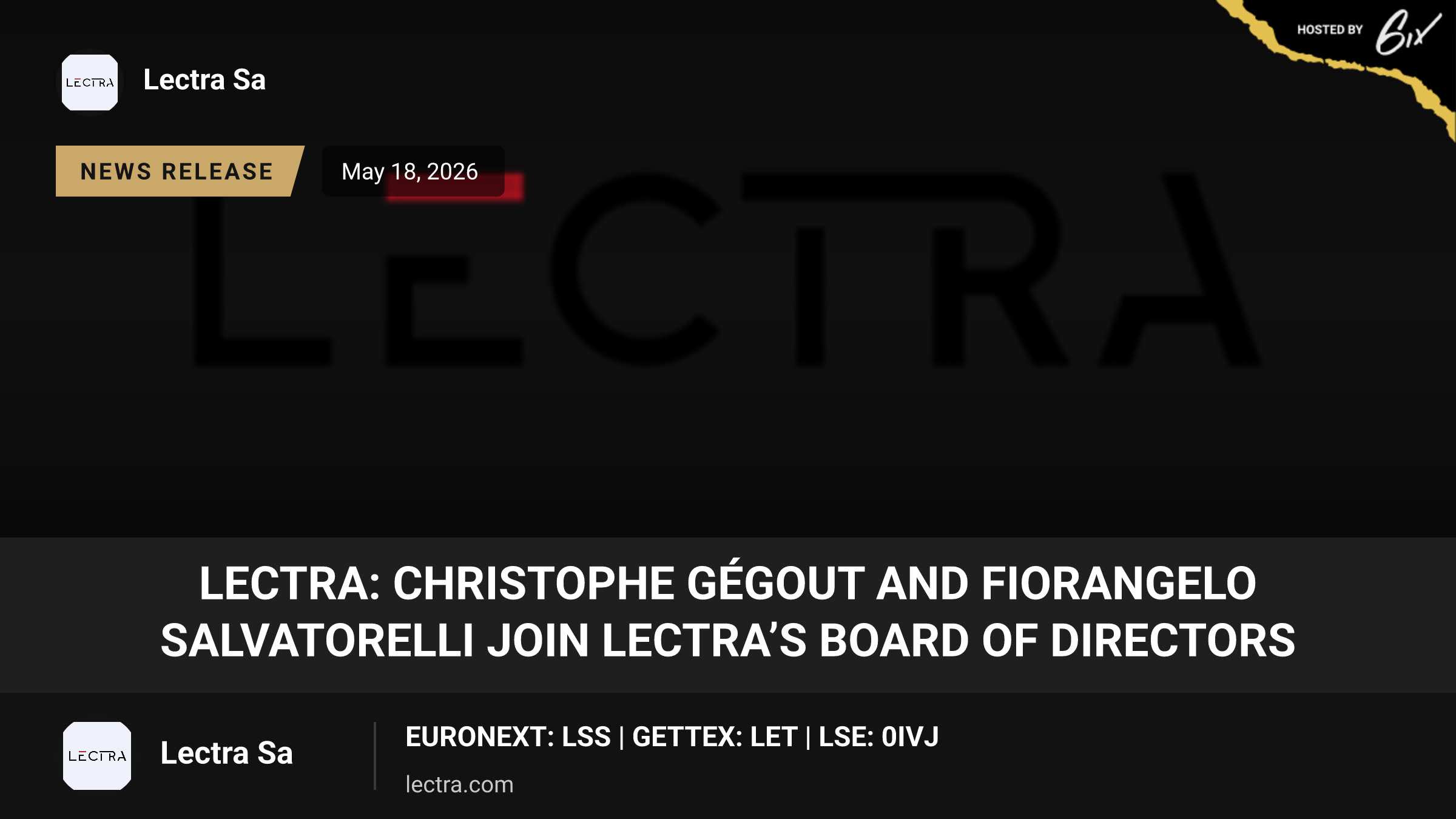 Lectra: Christophe Gégout and Fiorangelo Salvatorelli join Lectra’s Board of Directors