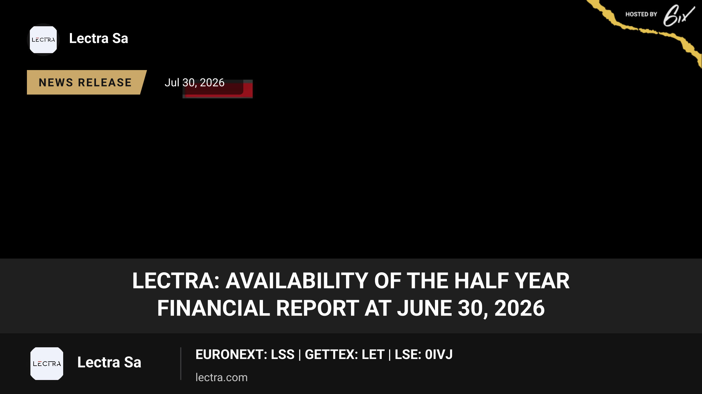 LECTRA: Availability of the half year financial report at June 30, 2026