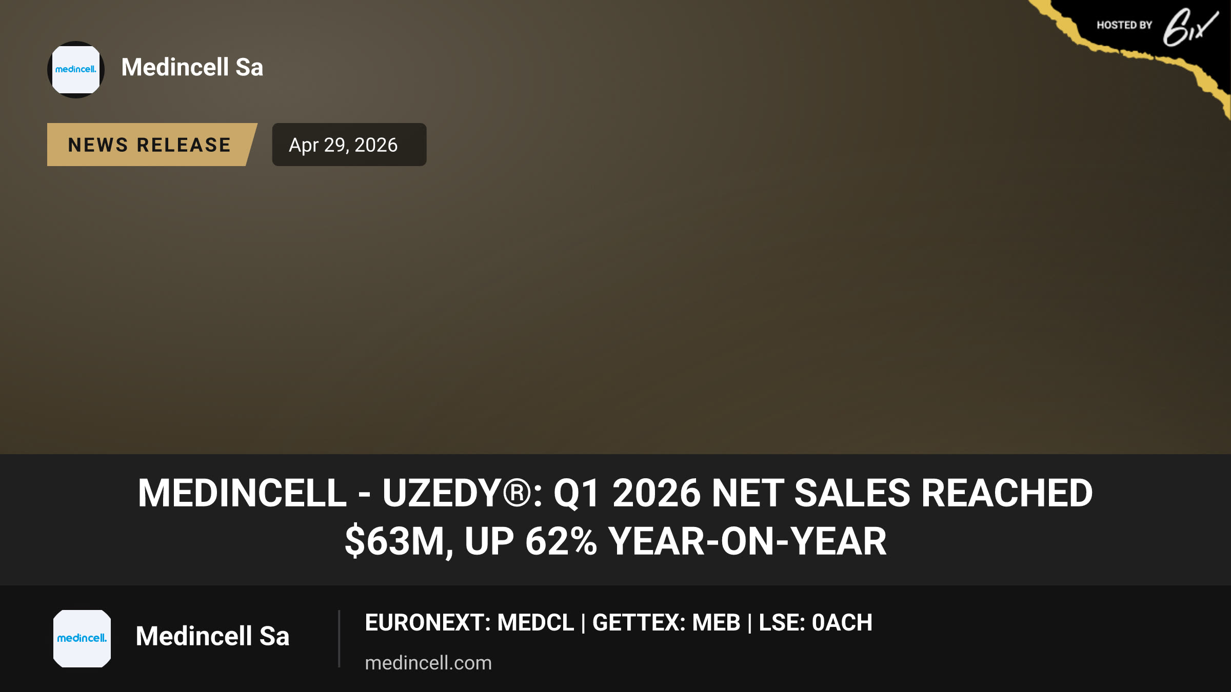 Medincell - UZEDY®: Q1 2026 Net Sales Reached $63M, Up 62% Year‑on‑Year