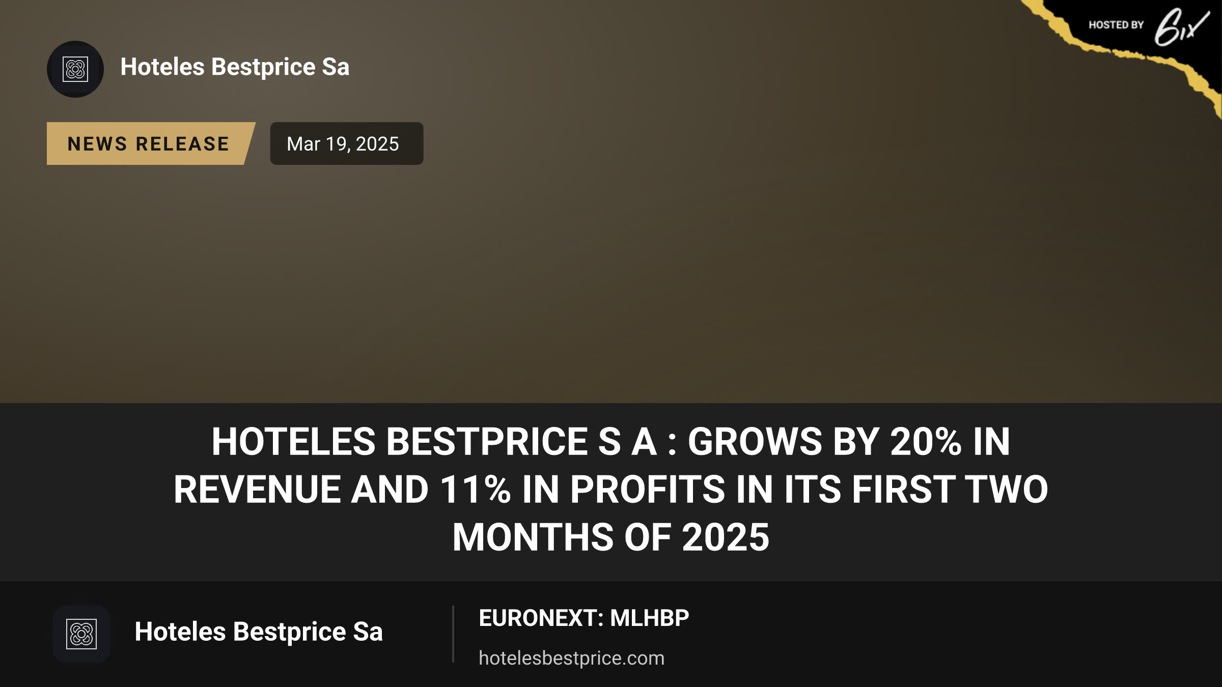 Hoteles BESTPRICE S A : grows by 20% in revenue and 11% in profits in its first two months of 2025