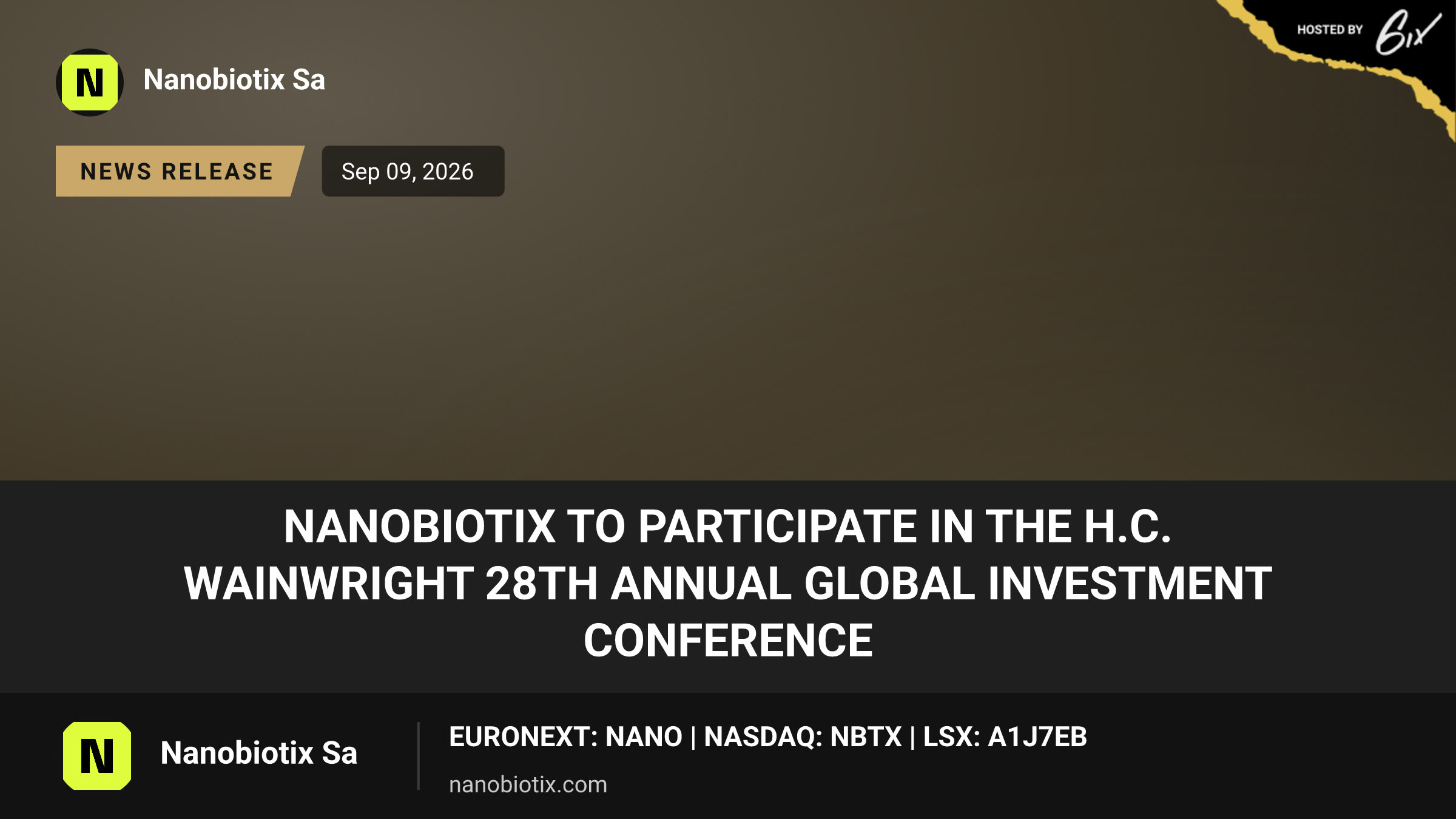 NANOBIOTIX to Participate in the H.C. Wainwright 28th Annual Global Investment Conference