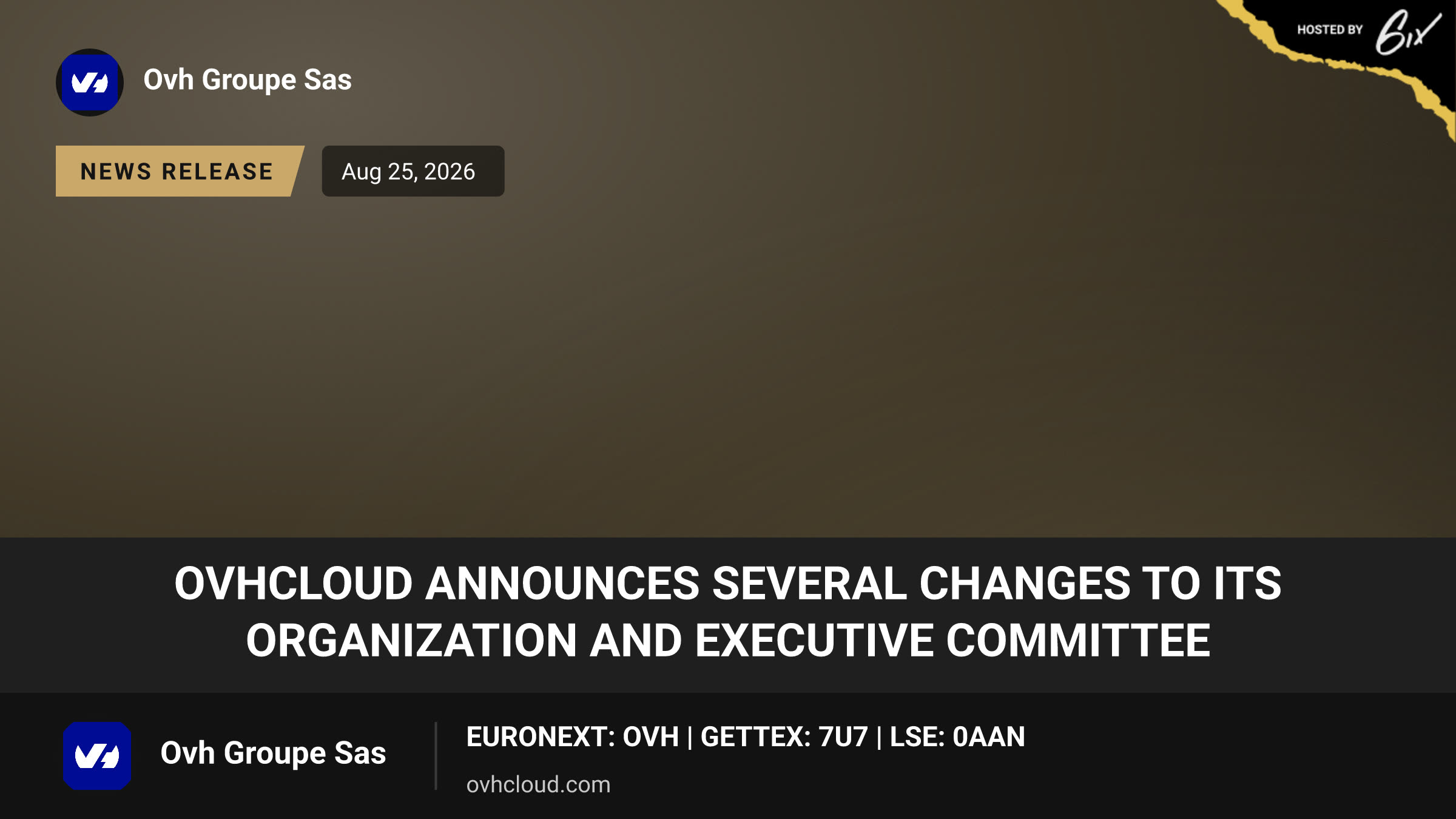 OVHcloud announces several changes to its organization and Executive Committee