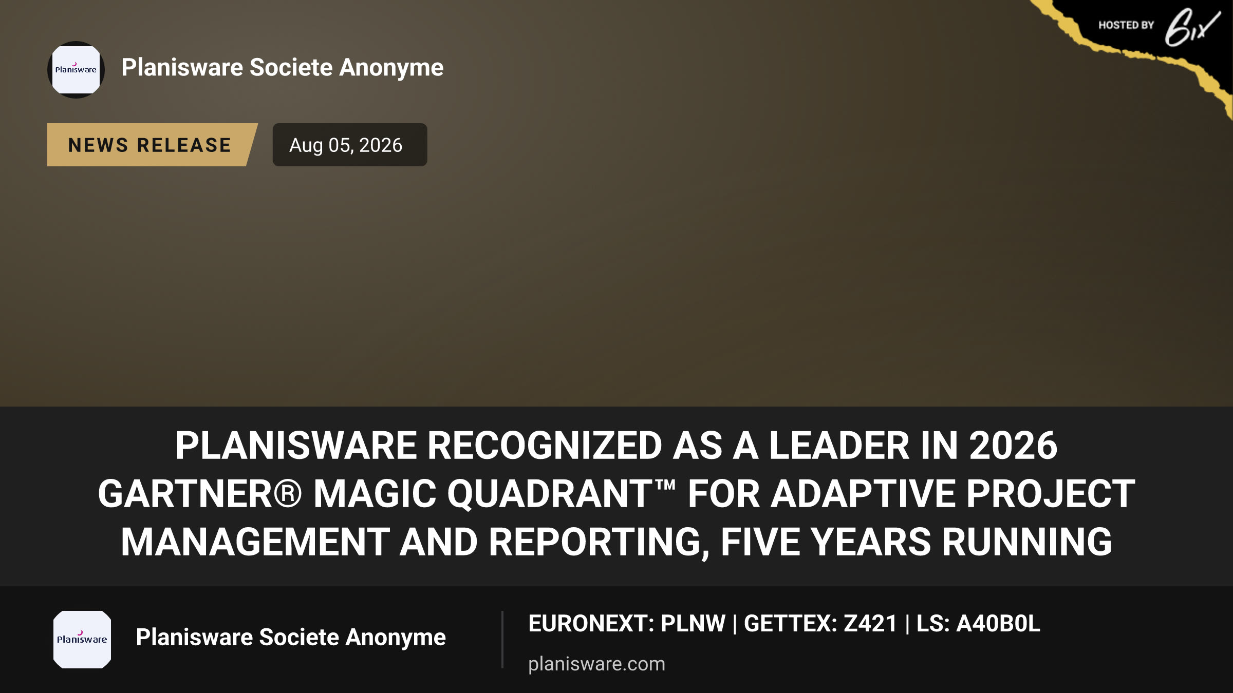 Planisware recognized as a Leader in 2026 Gartner® Magic Quadrant™ for Adaptive Project Management and Reporting, five years running